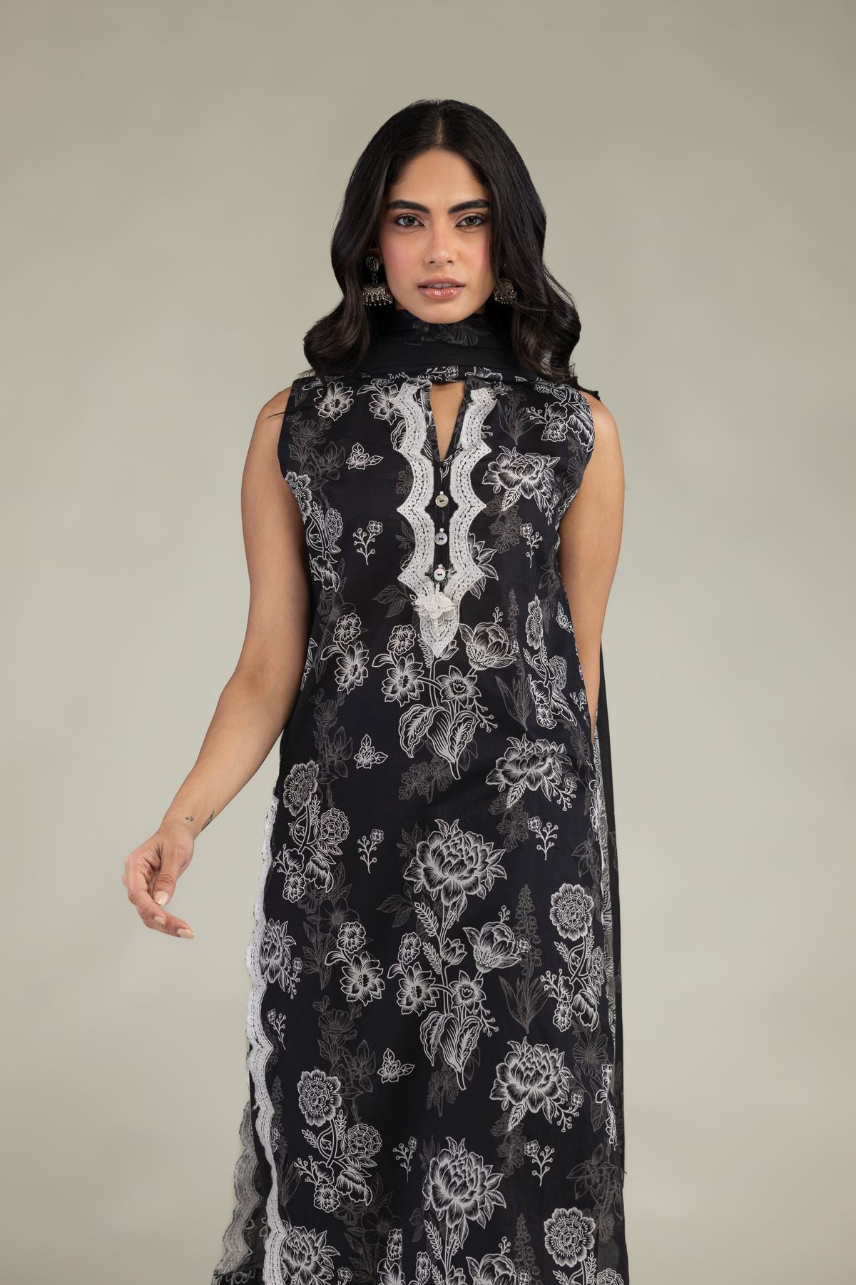 Embroidered Cambric Black Cambric Kurta - 1-26-216-B-G1-VG