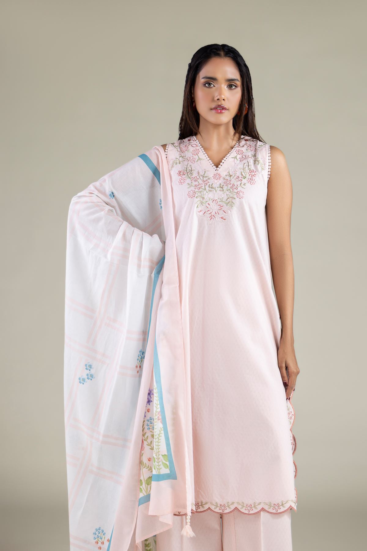 Embroidered Lawn Floral Dupatta - 1-26-114-A-F-VG