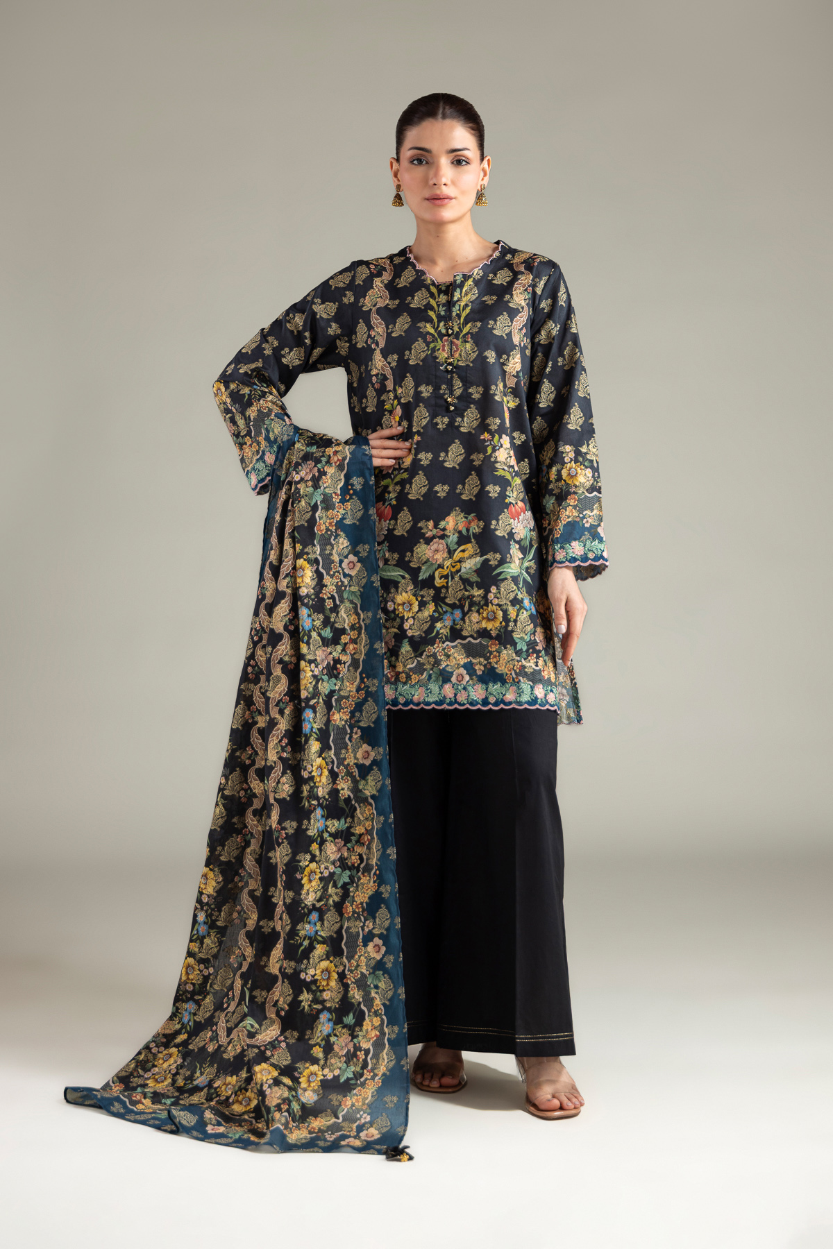 Embroidered Jacquard Fabrics 3 Piece - R-1-26-134-A-C-VG