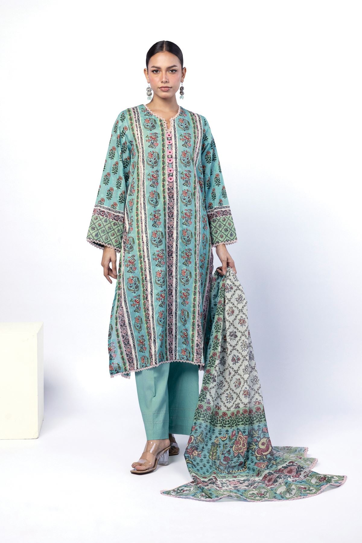 Printed Broshia Fabrics 3 Piece - A113-26-110EJ1-VG
