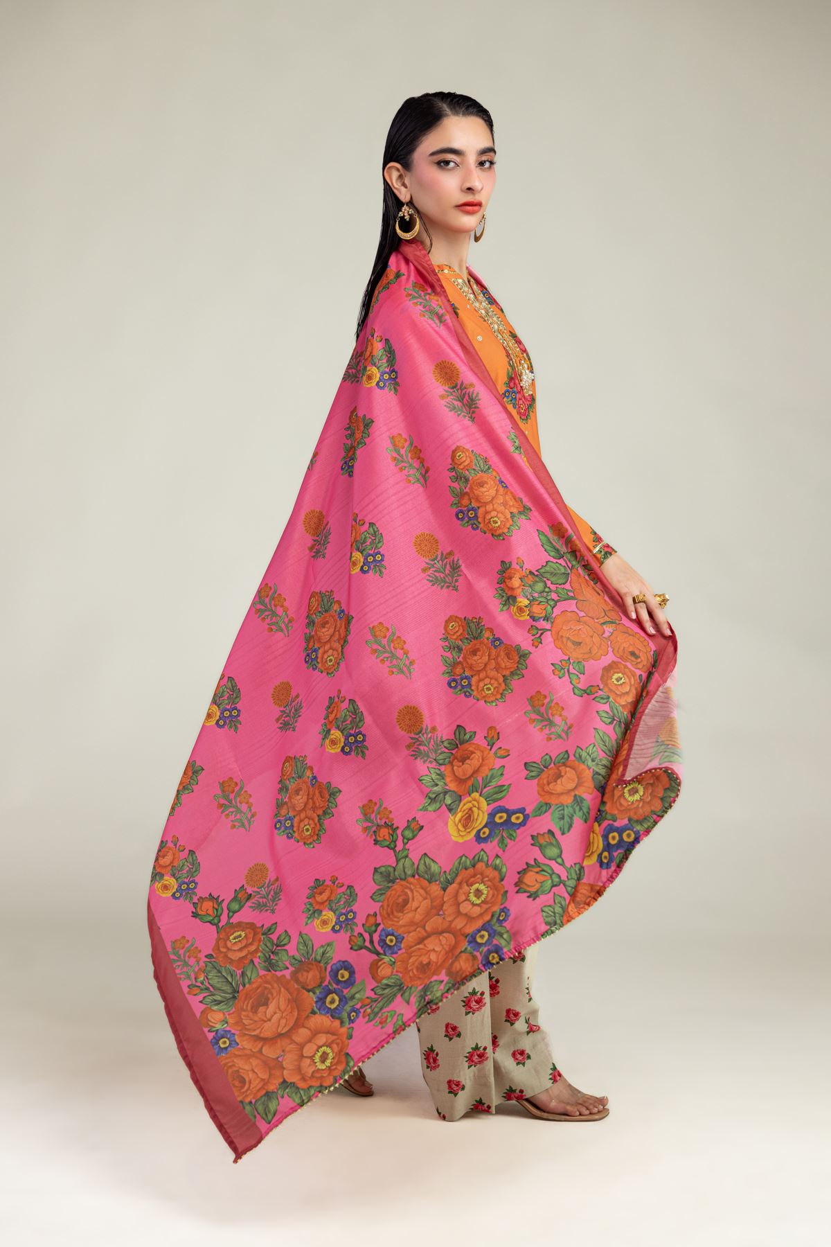 Embroidered Mesuri Floral Mesuri Dupatta - 2-26-201-A-B-VG