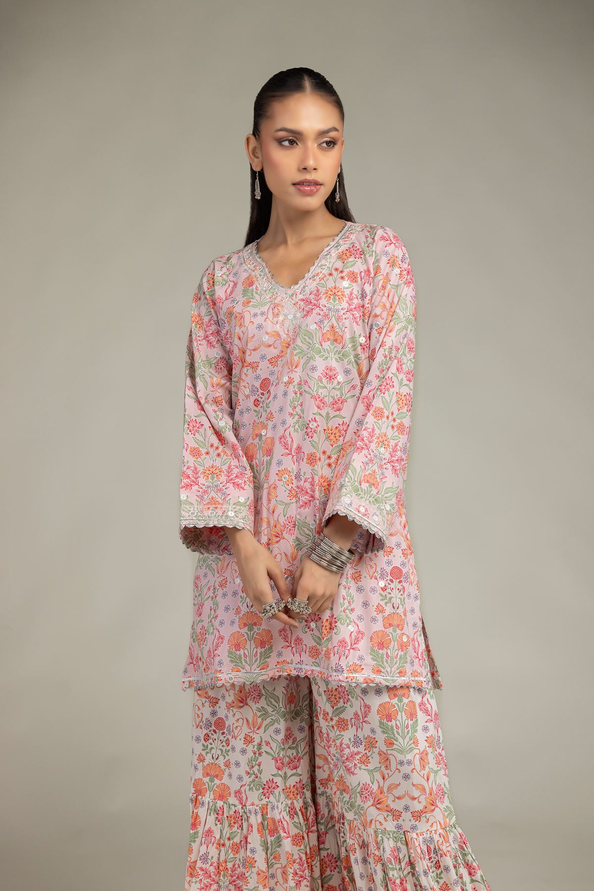 Embroidered Cotton Viscose Short V-Neck Kurta - 1-26-245-A-J1-VG