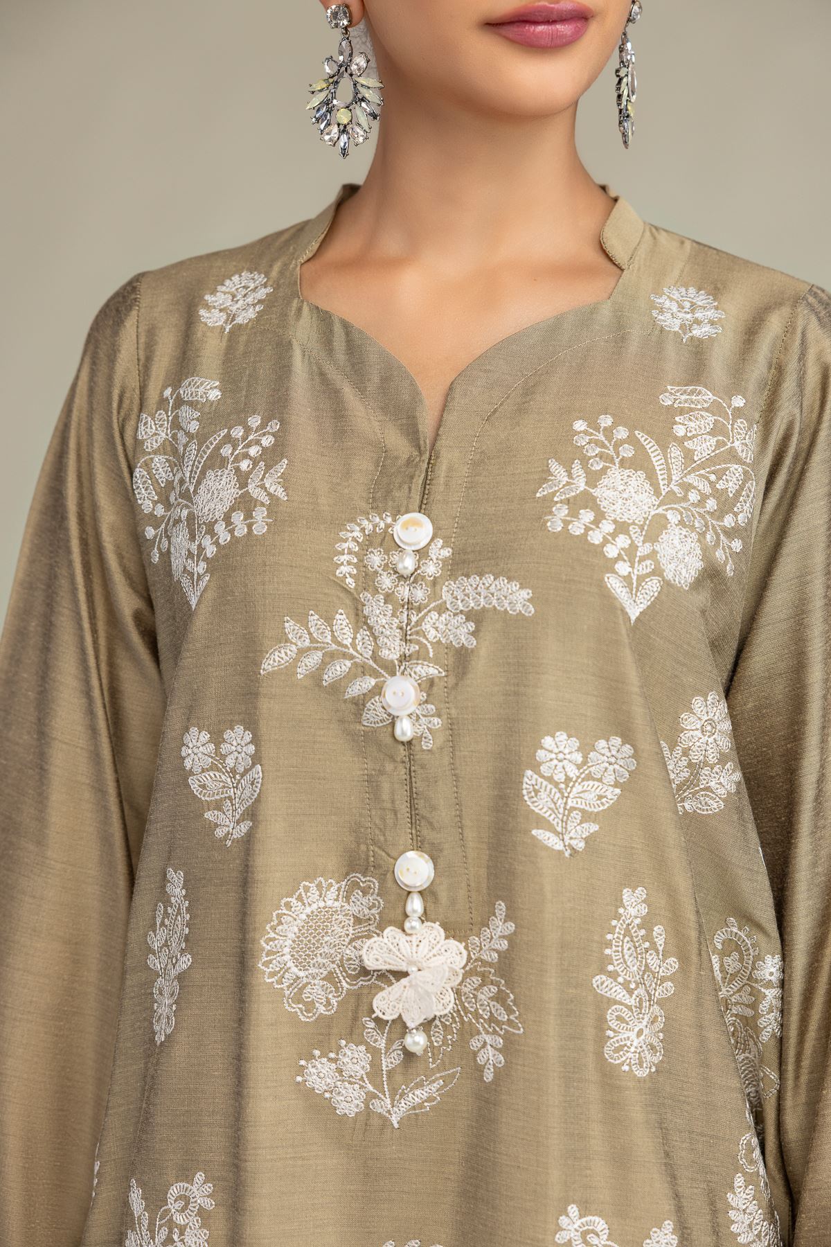Printed Raw Silk Floral Silk Kurta - 1-26-244-A-D1-VG