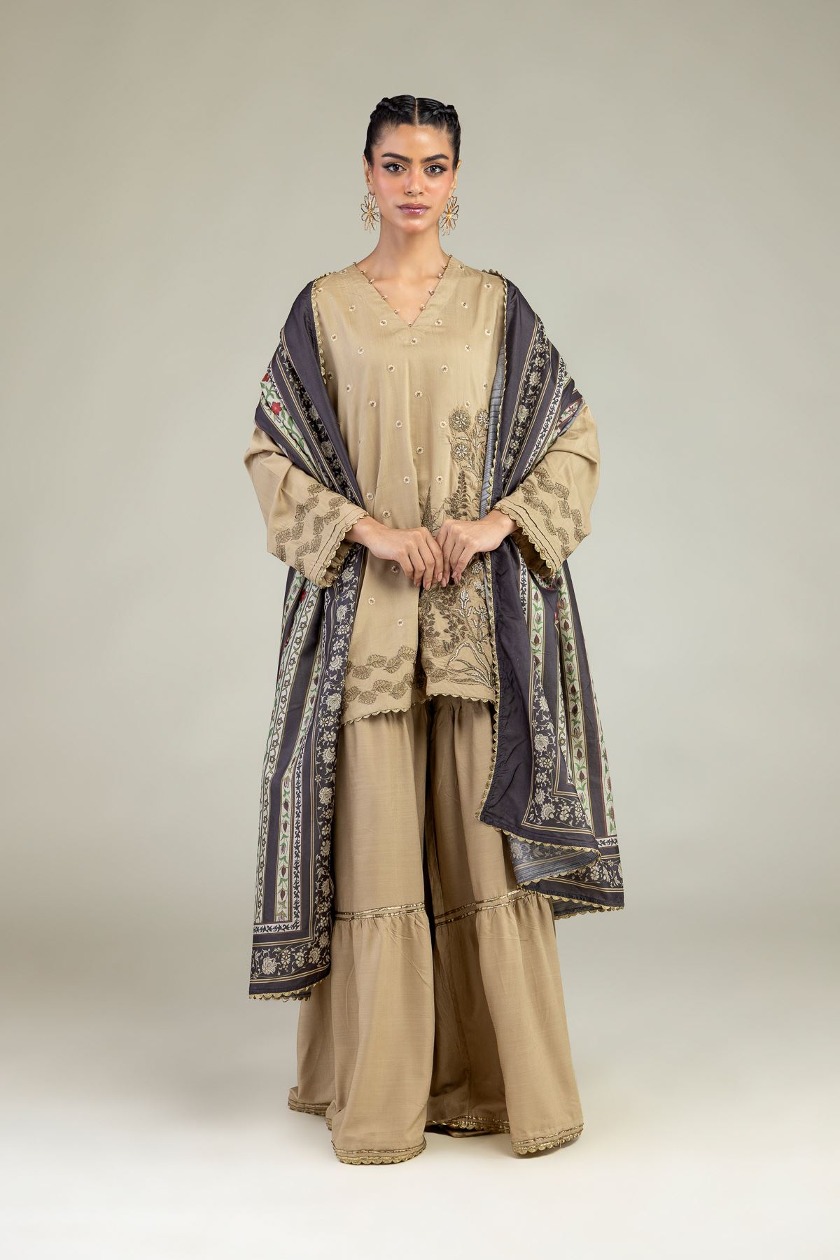 Embroidered Raw Silk Raw Silk Pants - 2-26-203-A-F1-VG