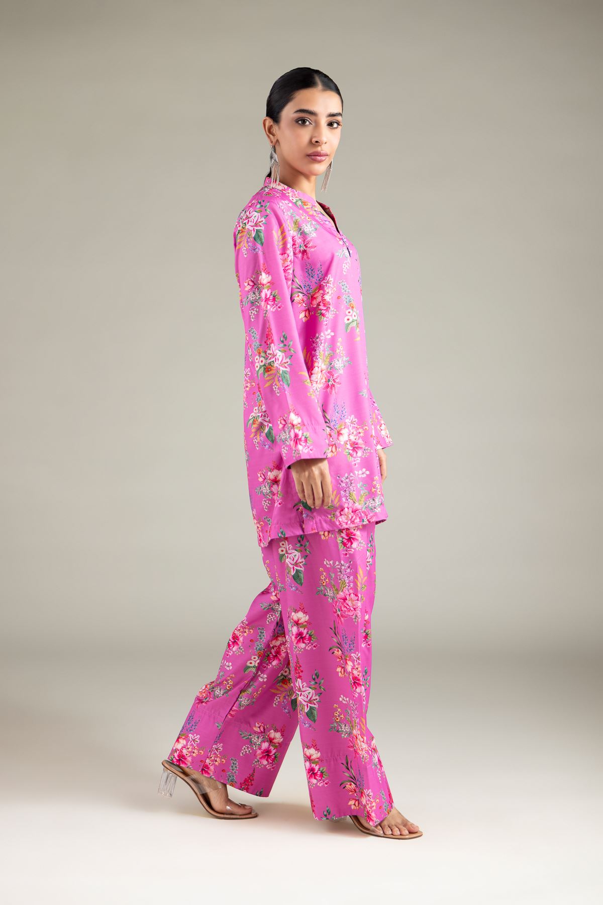 Printed Polyester Silk Pants - 1-26-101-A-H-VG