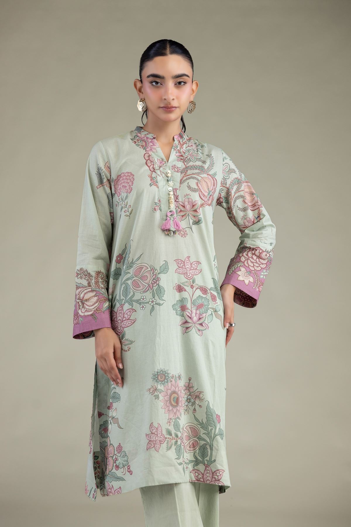 Printed Cambric Floral Cambric Kurta - 1-26-316-A-D1-VG