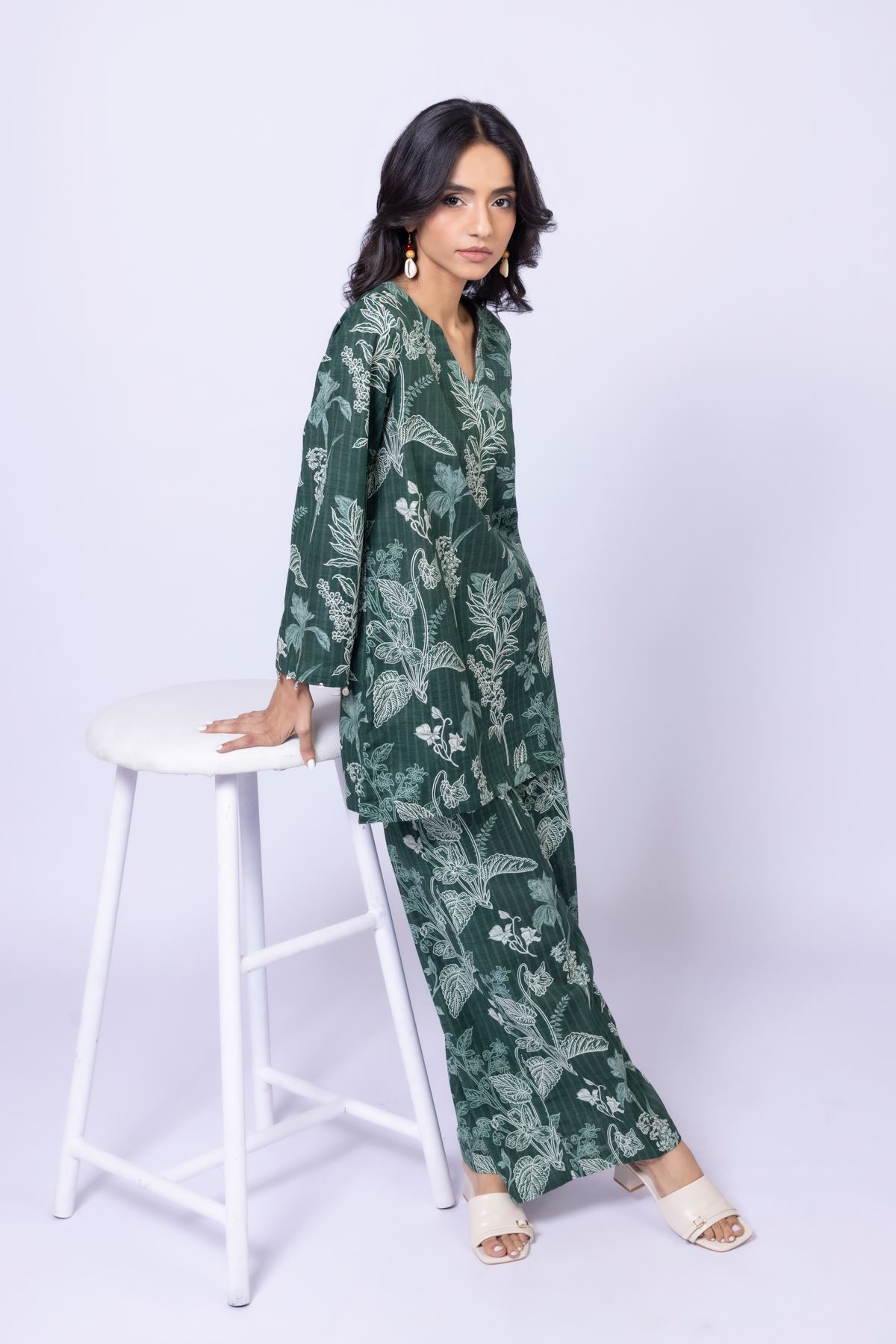 Printed Textured Cotton Pants - 25-09-10E8-06TA-VG