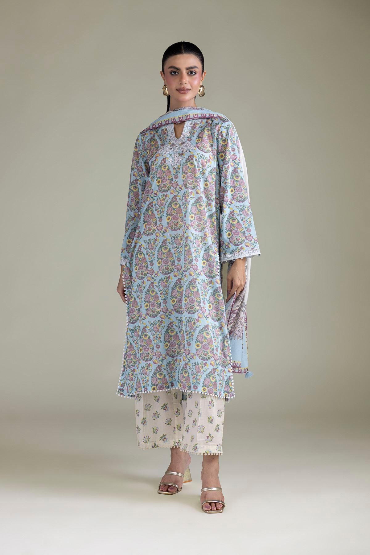 Embroidered Cambric Cambric Tailored 3-Piece - 2-26-308-A-J1-VG