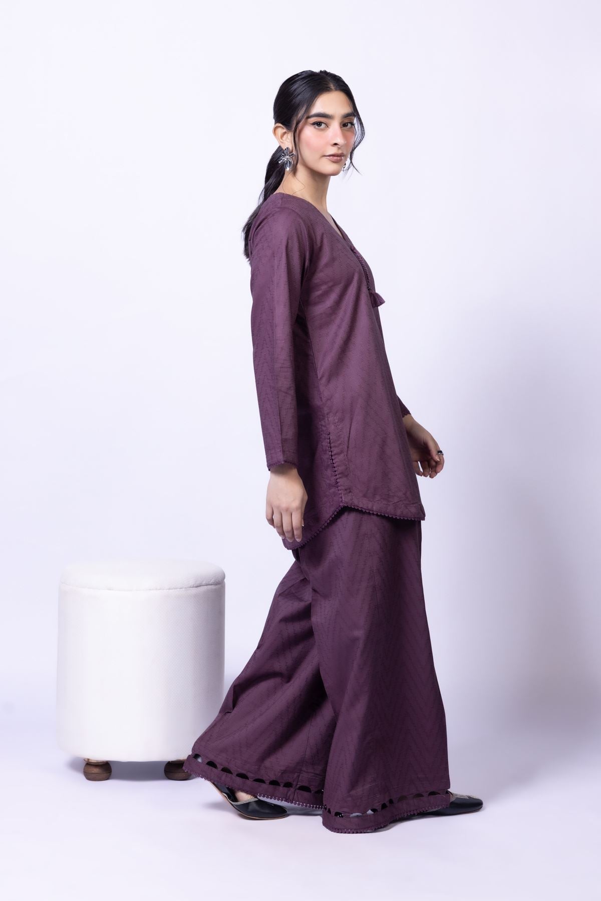Dyed Jacquard Kurta - 25-09-12E2-01TA-VG