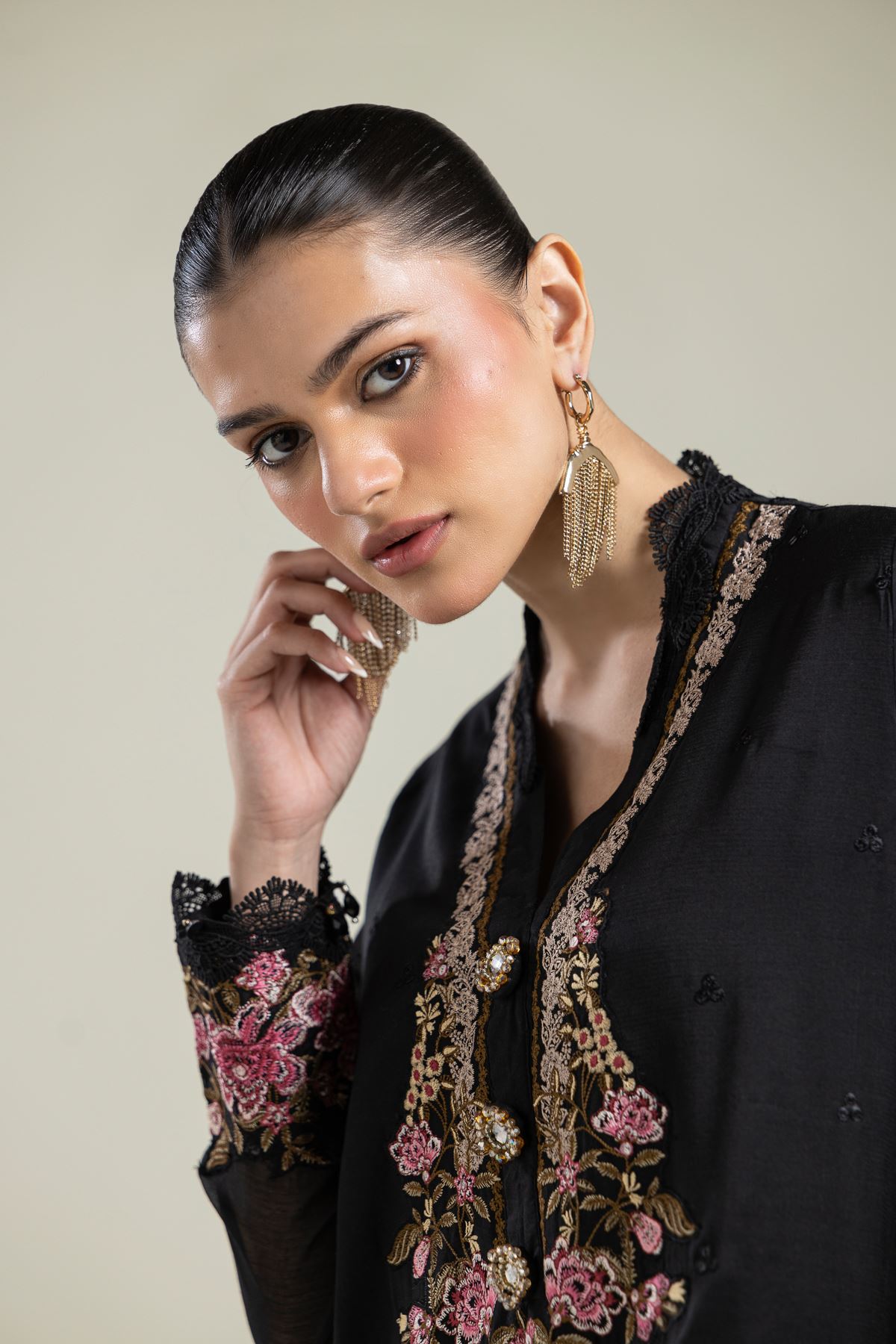 Paper Silk Black Silk Kurta - 2-26-215-A-G-VG