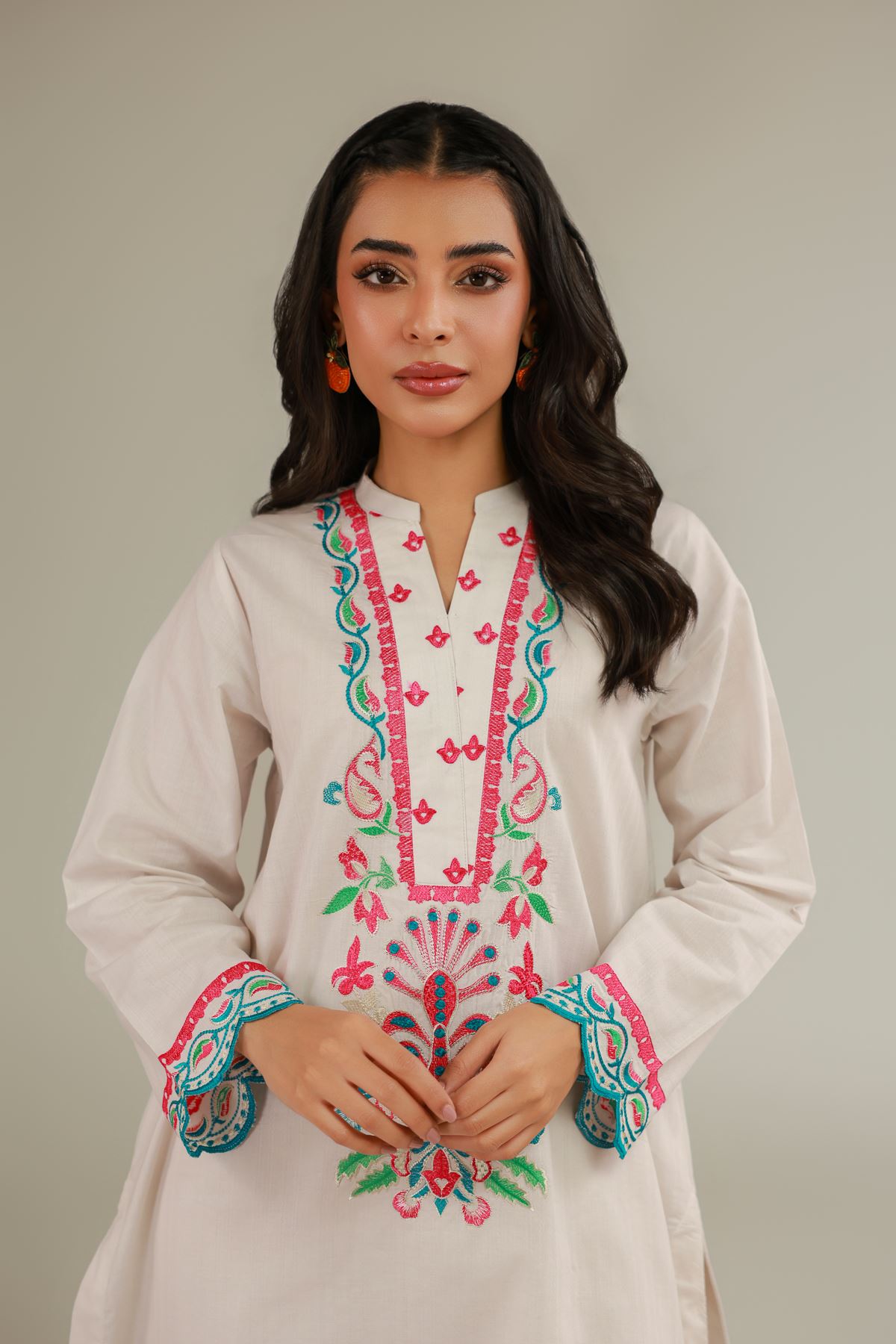 Embroidered Cotton Dobby Floral Cotton Kurta - 1-26-137-A-B-VG