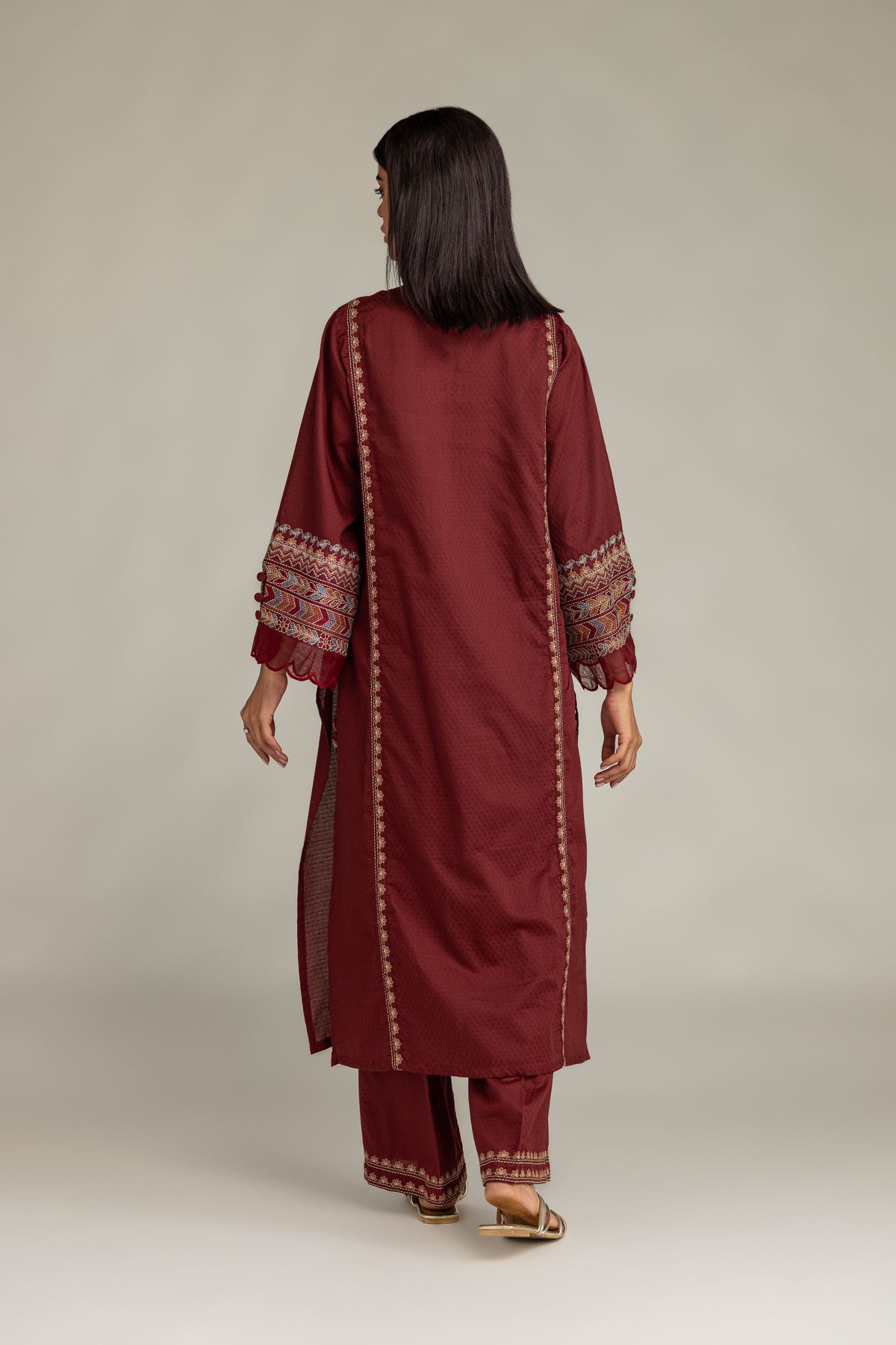 Embroidered Cotton Dobby Floral Cotton Kurta - 1-26-305-C-H2-VG