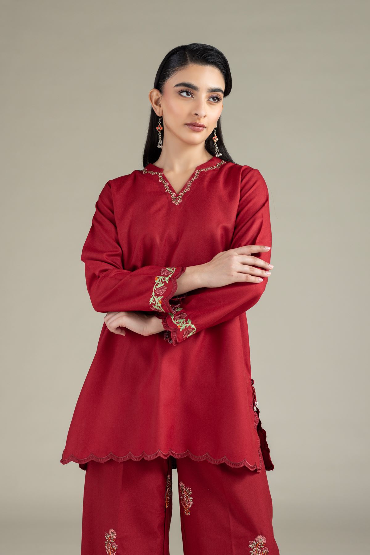 Embroidered Heavy Blended Viscose Kurta - 25-10-12E9-02TA-VG