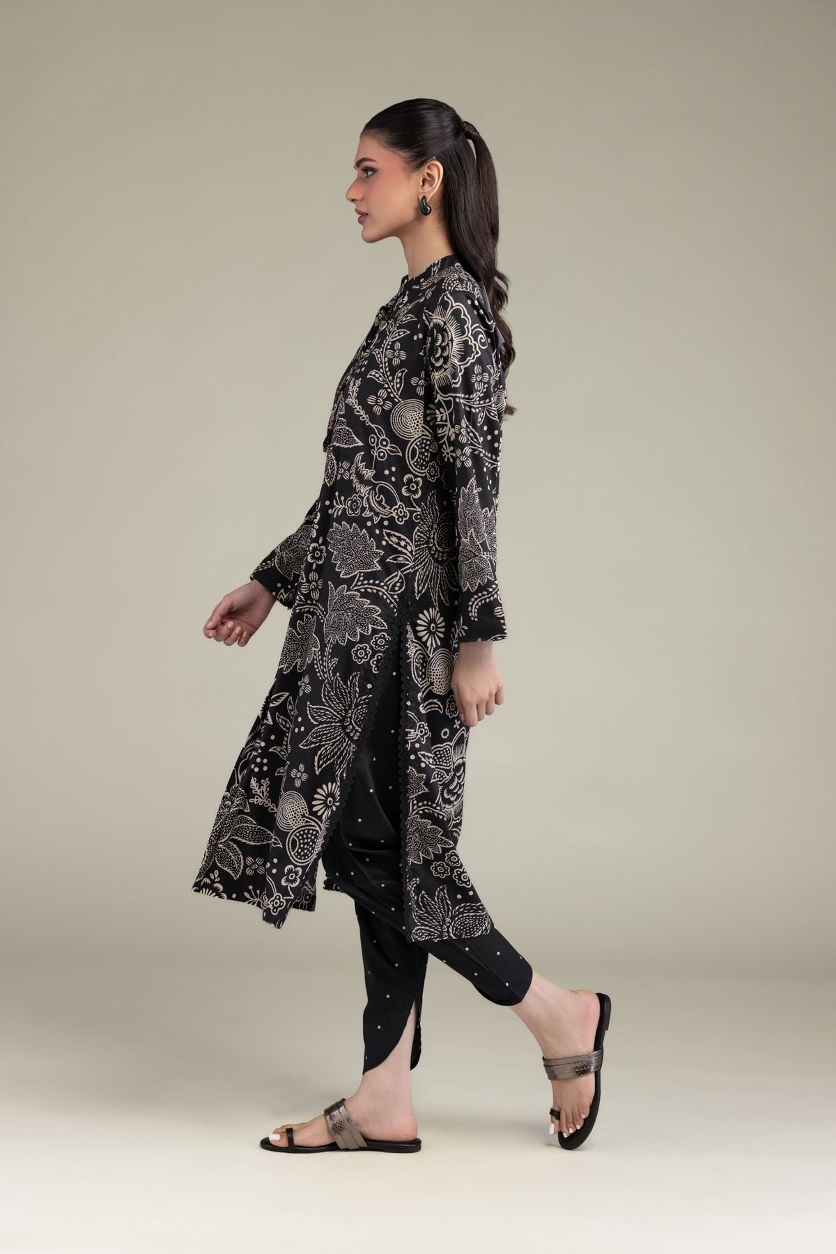 Printed Cotton Viscose Black Cotton Shalwar - 1-26-206-A-I1-VG