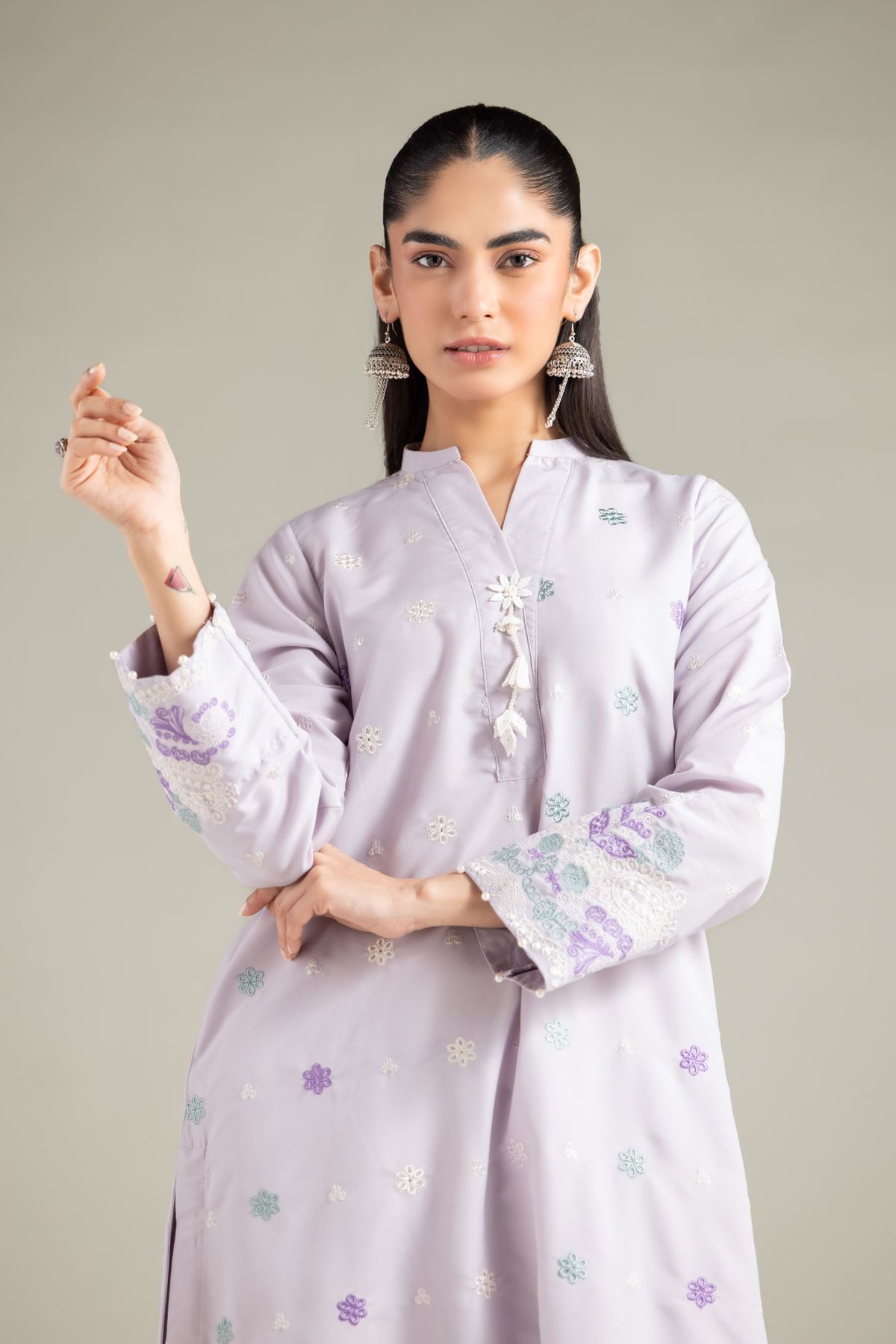 Embroidered Blended Cambric Kurta - 1-26-108-A-F-VG