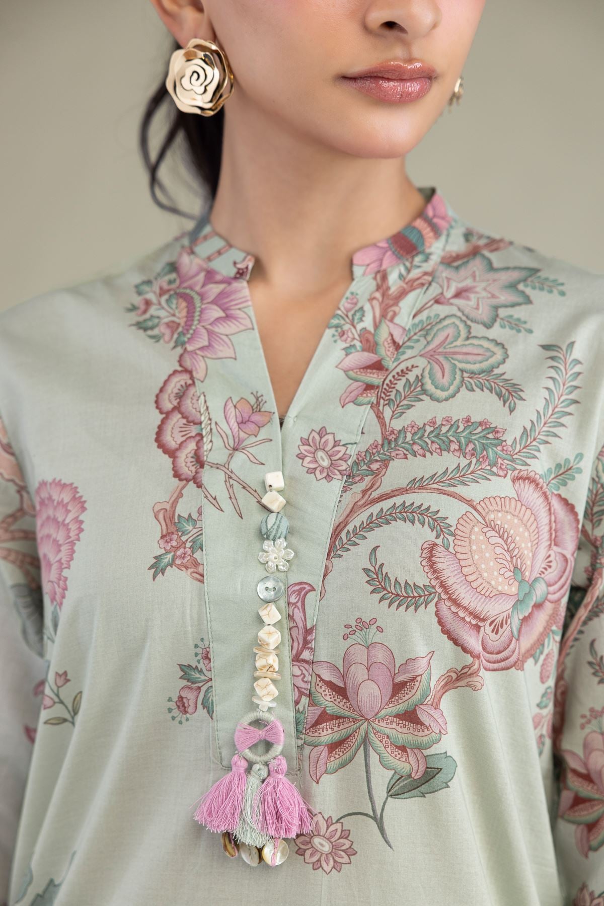 Printed Cambric Floral Cambric Kurta - 1-26-316-A-D1-VG