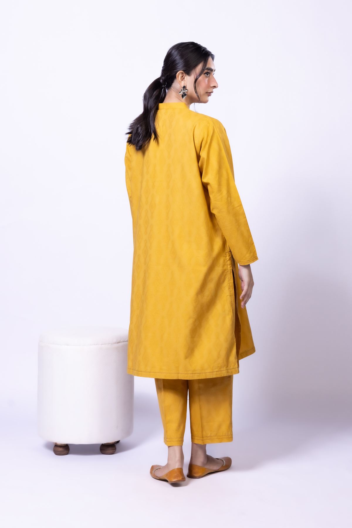 Dyed Jacquard Kurta - 25-W02iB-02TA-VG