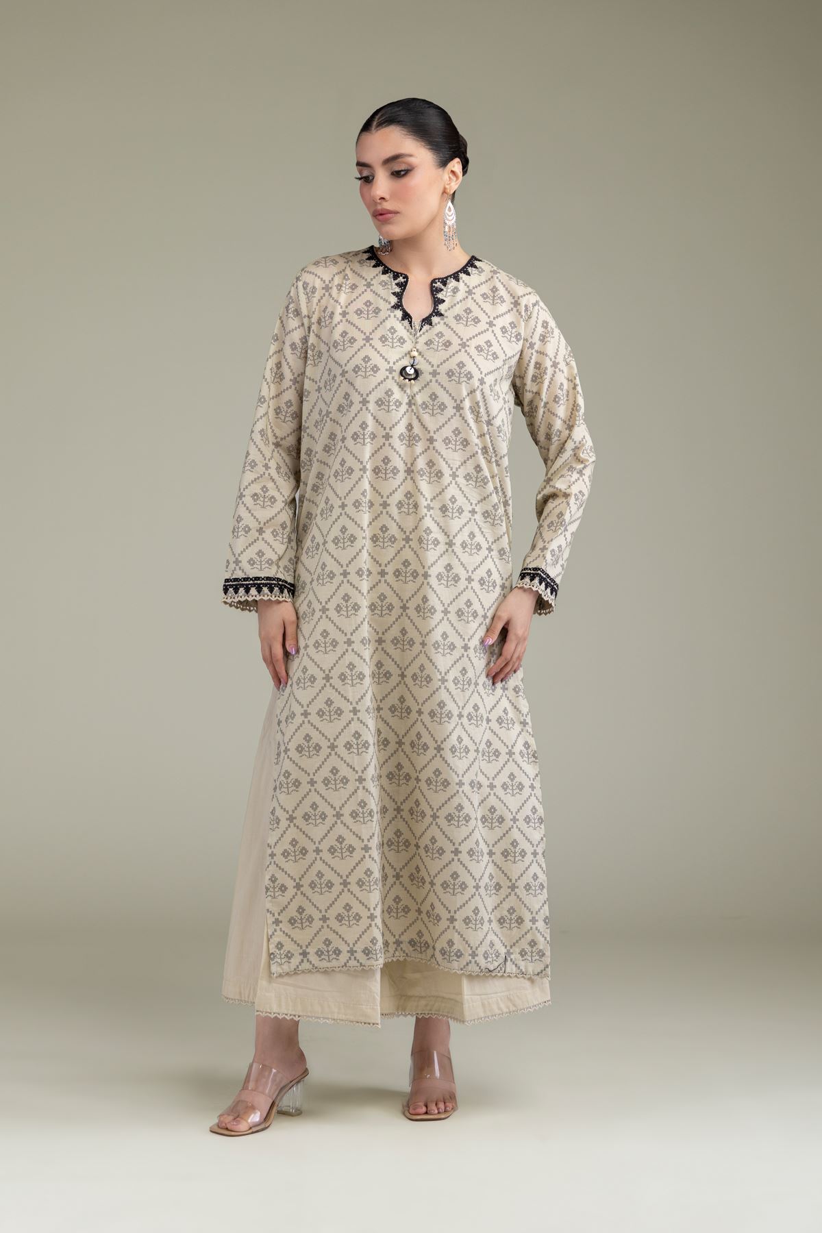Embroidered Lawn Long Lawn Kurta - T-A33-26-206FG2-VG
