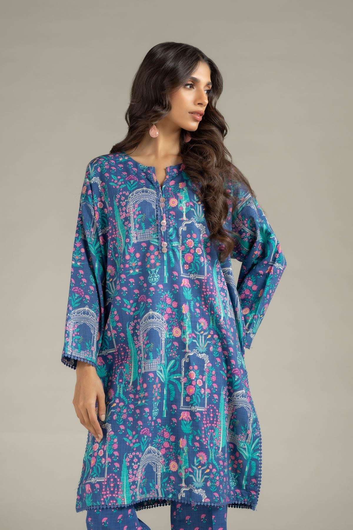 Printed Heavy Textured Cotton Kurta - 25-09-12E2-01TA-VG