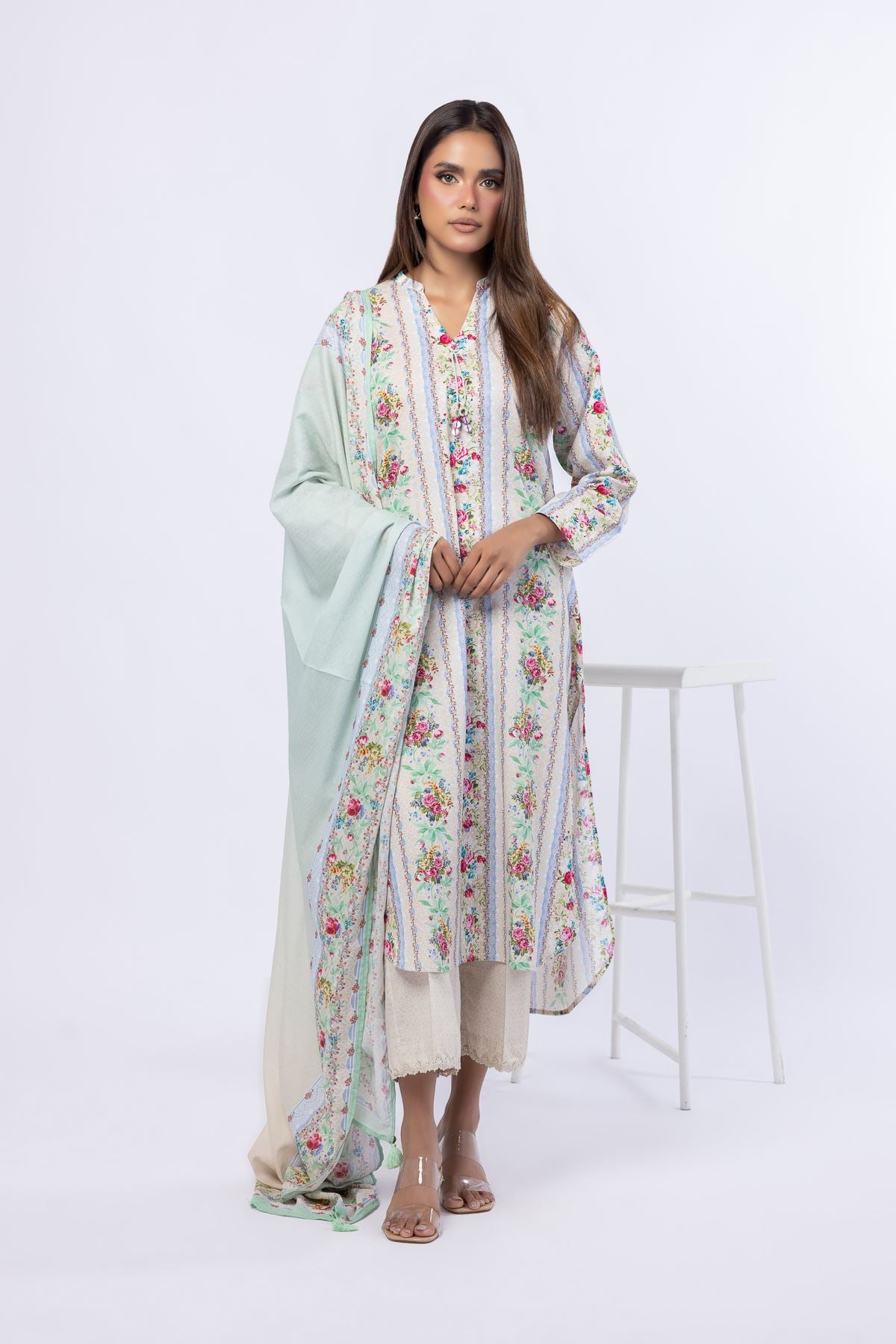 Printed Cotton Square Dupatta - 25-08-8E5-04TA-VG