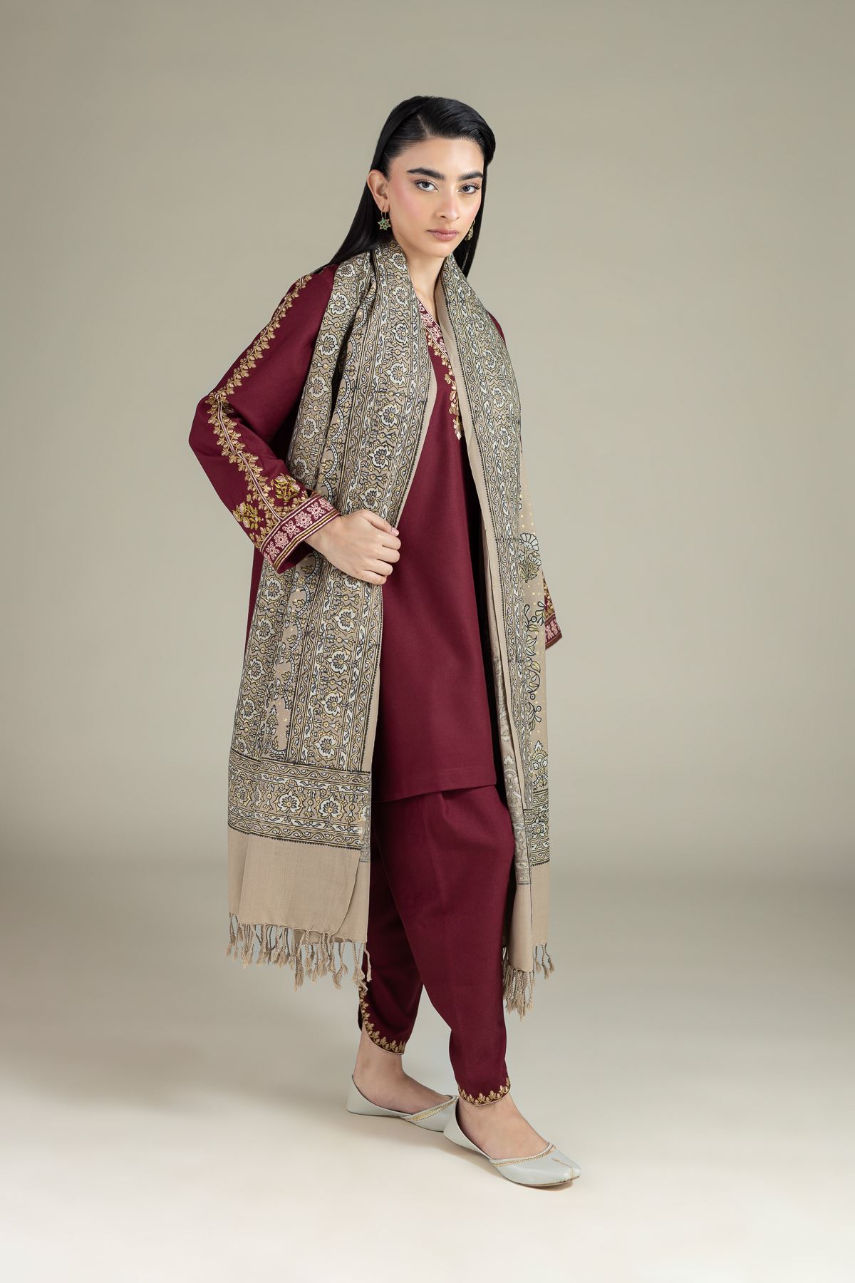Embroidered Heavy Blended Viscose Shalwar - 25-04EX14-10TA-VG