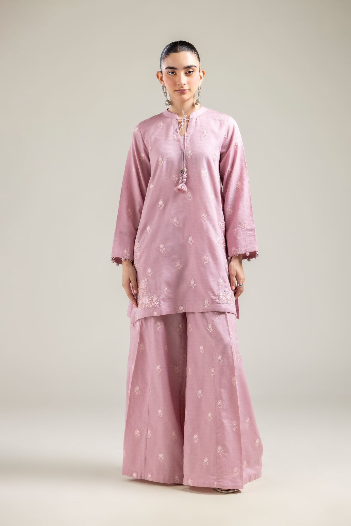 Embroidered Cotton Dobby Pink Cotton Kurta - 1-26-121-A-E-VG