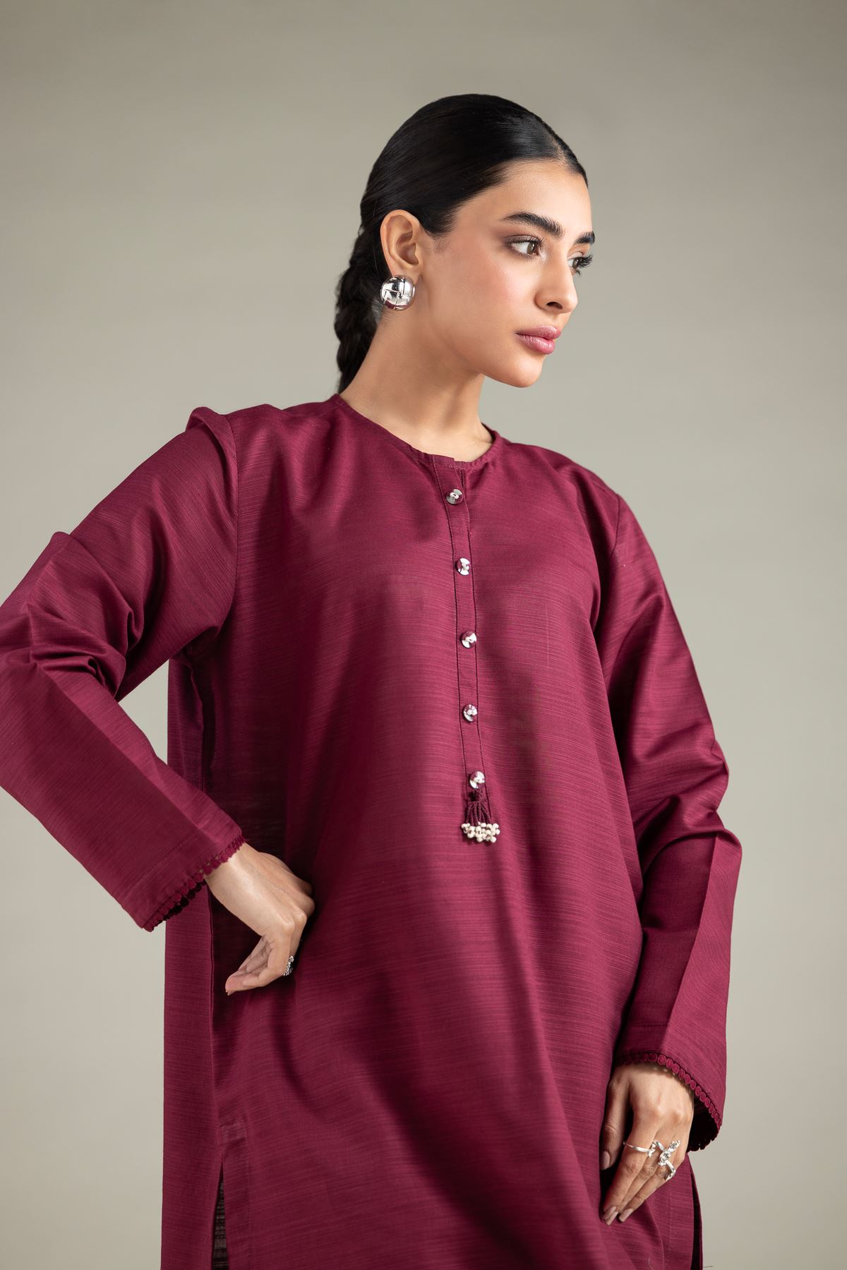 Dyed Textured Cotton Solid Short Kurta - 1-26-116-A-A-VG