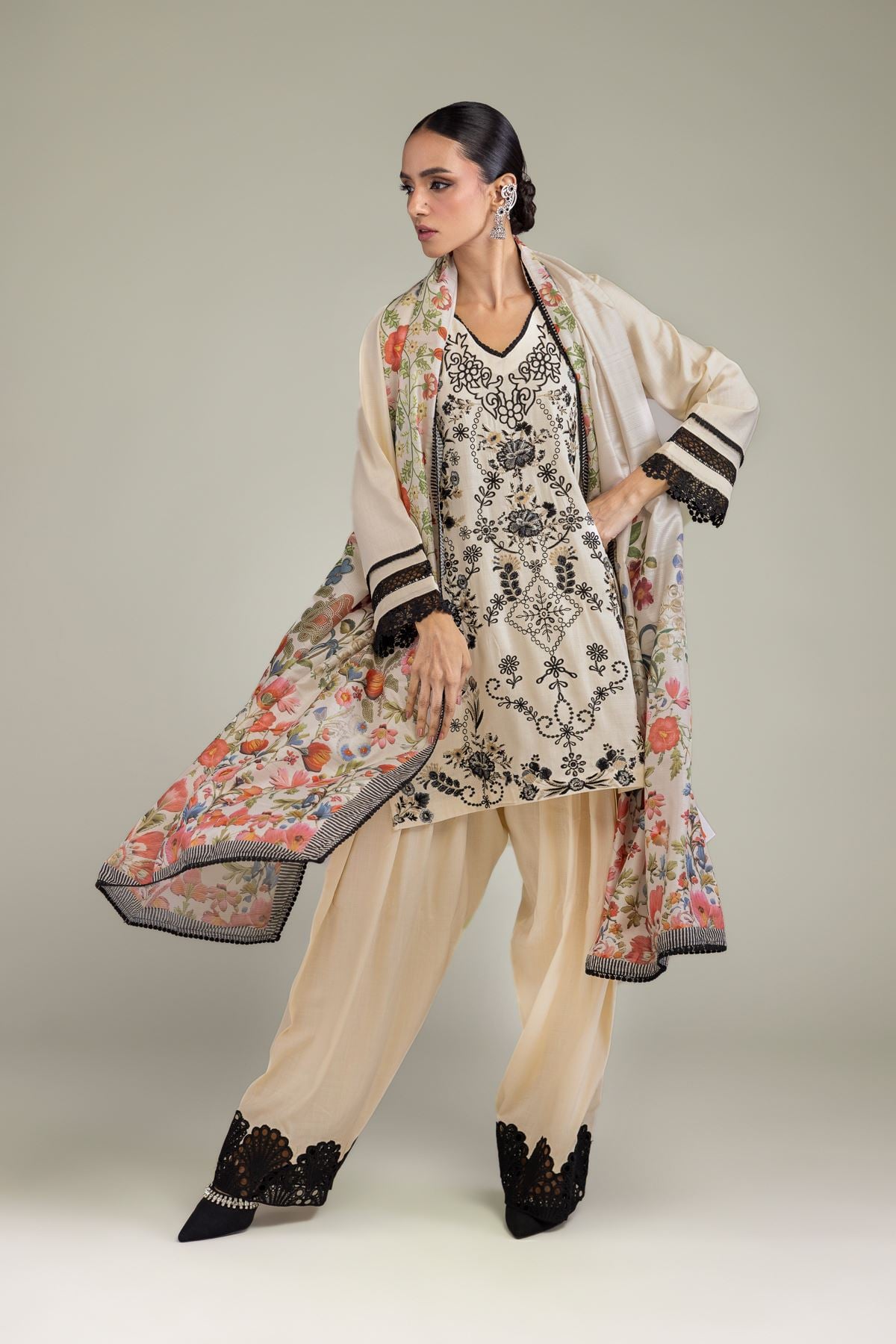 Embroidered Raw Silk Raw Silk Kurta - 2-26-209-A-D1-VG