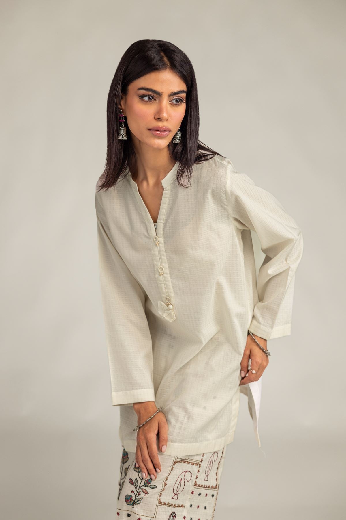 Embroidered Cotton Dobby Cotton Dobby Kurta - 12-26-301-B-D1-VG