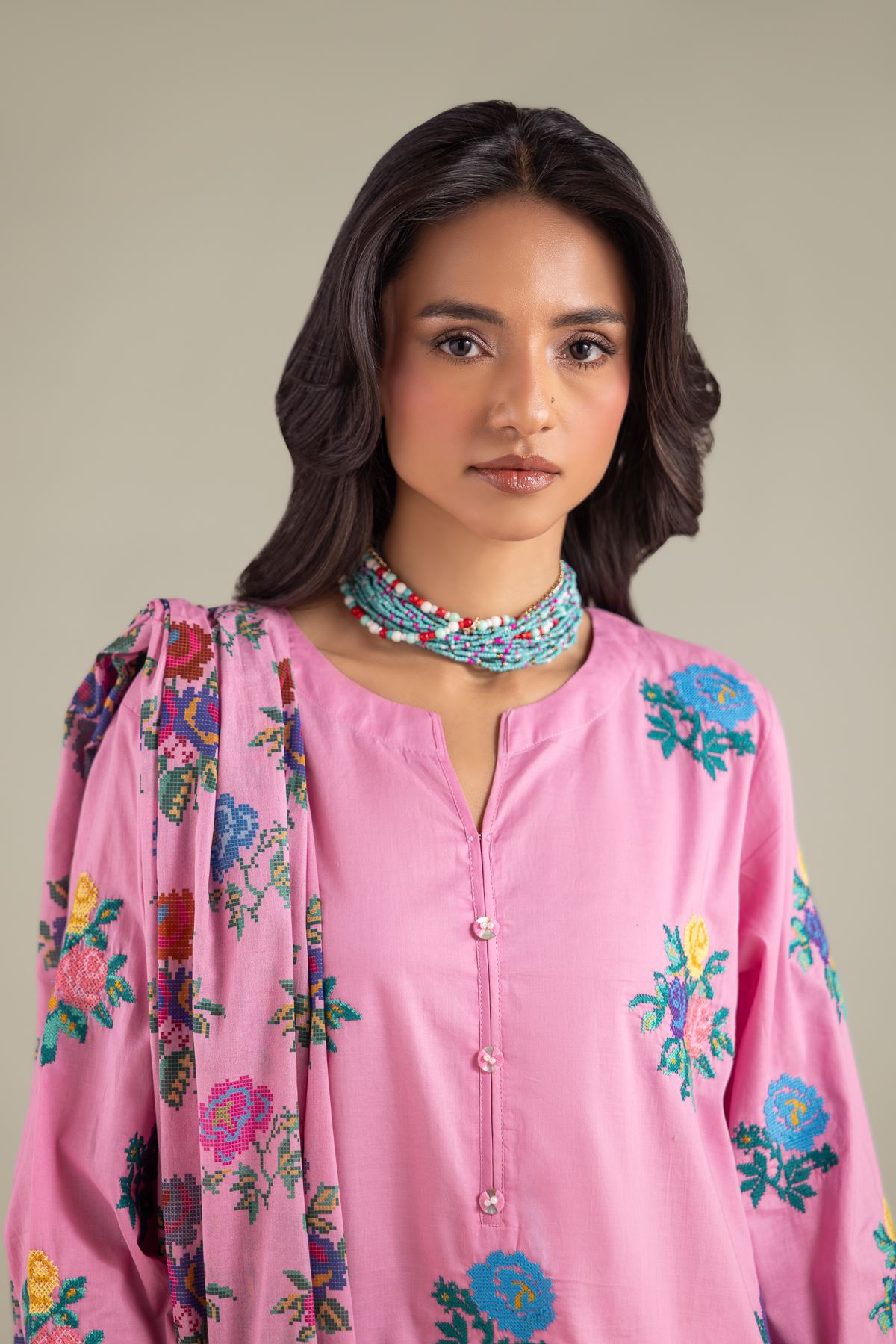 Embroidered Lawn Summer Floral Dupatta - 1-26-112-A-A-VG