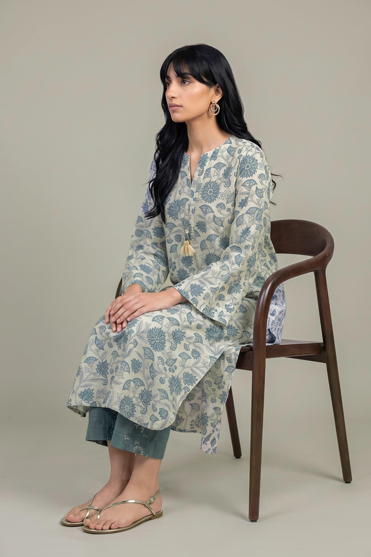 Printed Light Khaddar Floral Printed Kurta - 2-26-202-A-D-VG