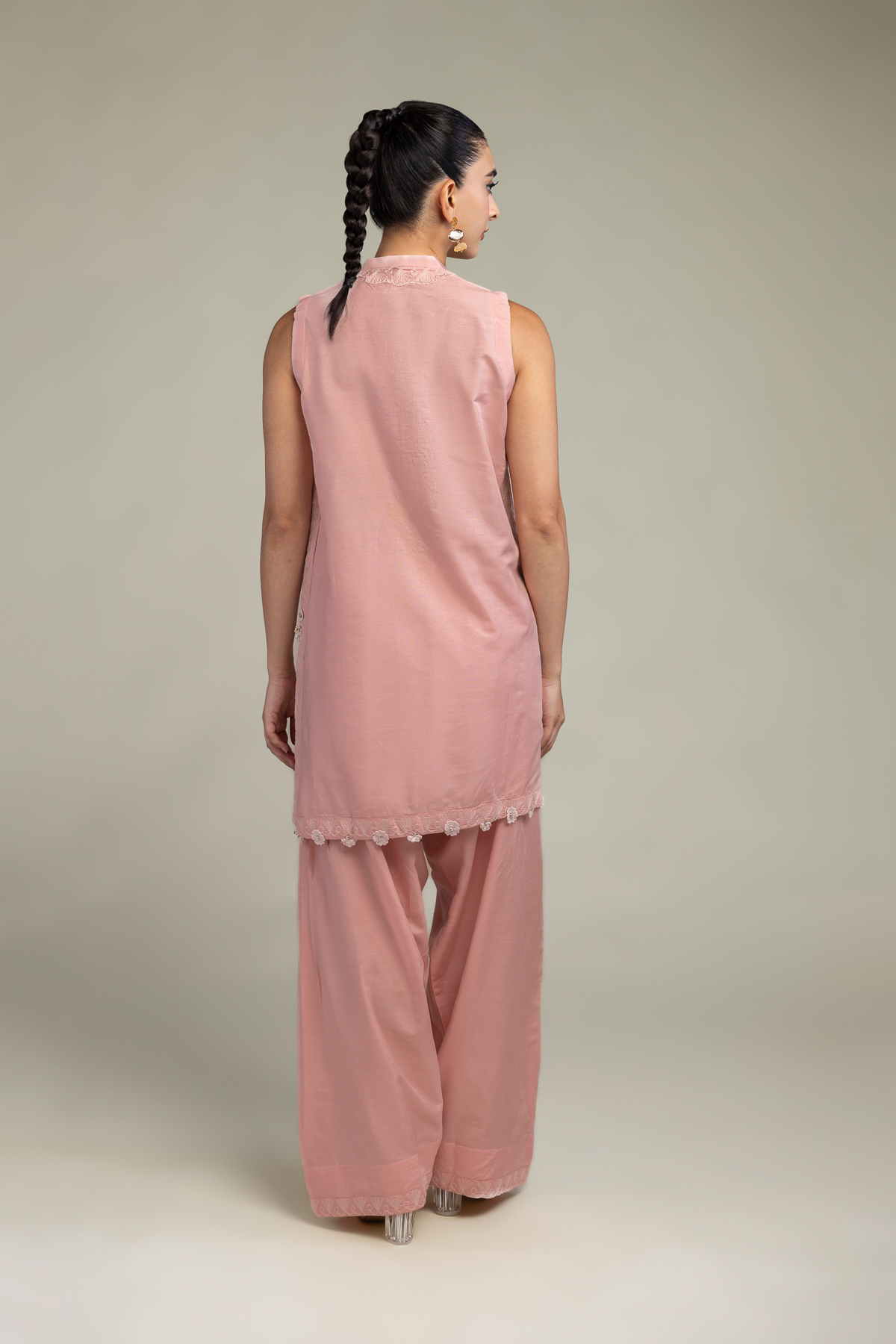 Raw Silk Sleeveless Pink Kurta - 2-26-302-A-F1-VG