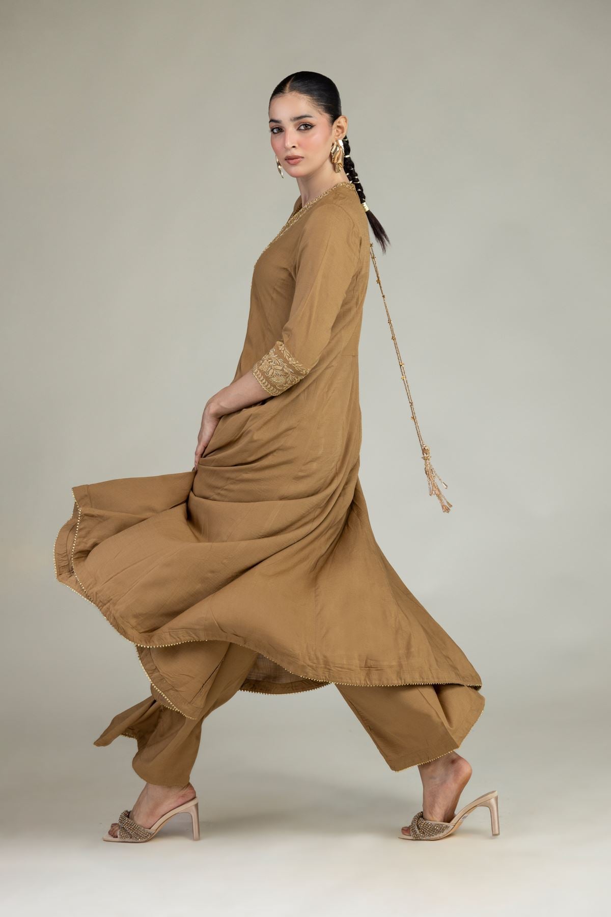Embroidered Raw Silk Raw Silk Pants - 2-26-203-A-D1-VG