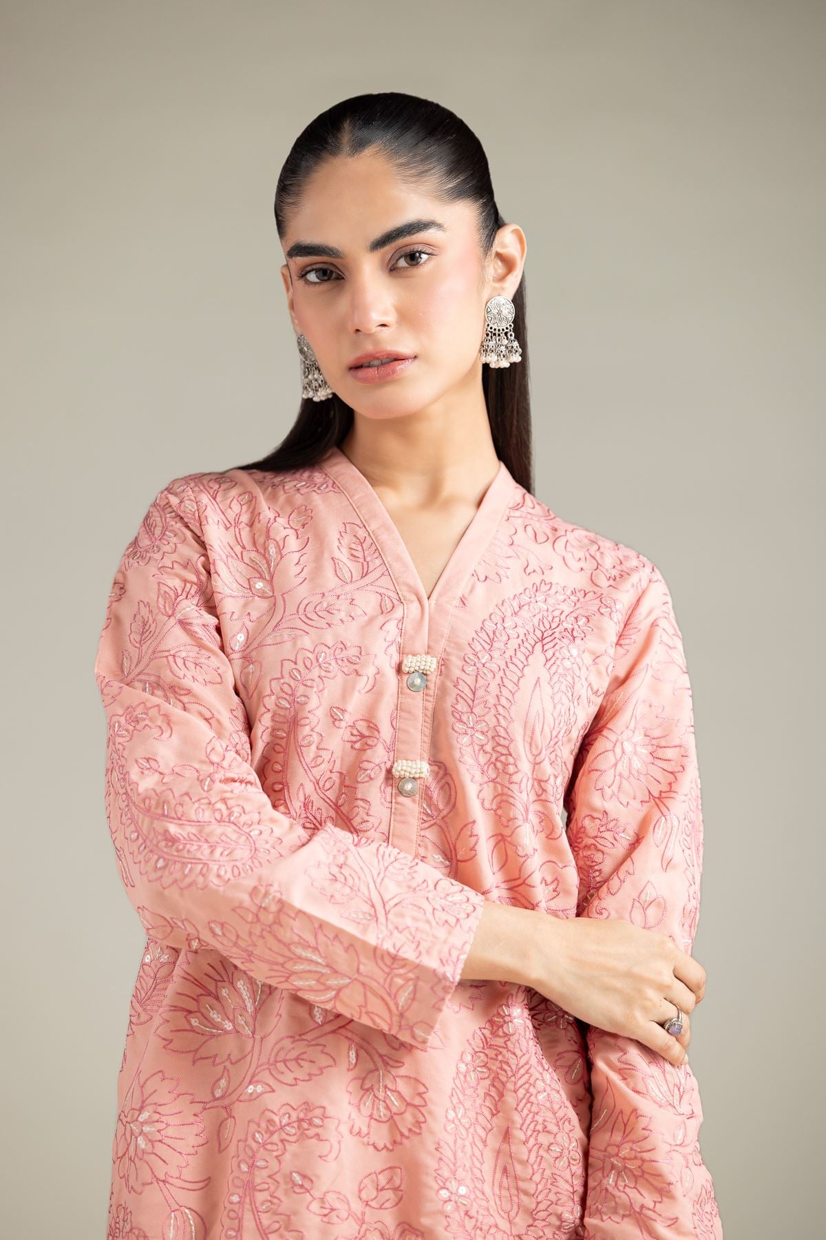 Embroidered Blended Cambric Kurta - 1-26-108-A-F-VG