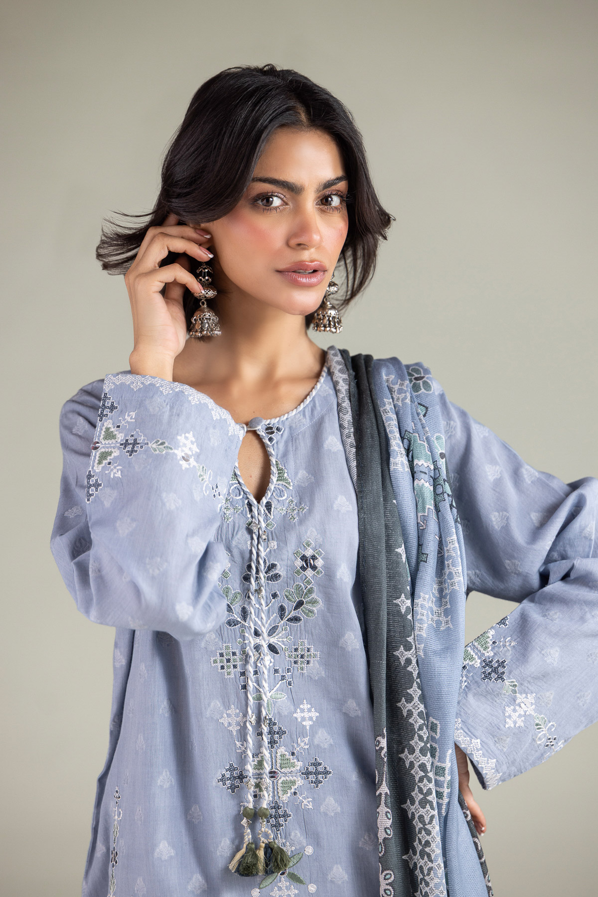 Embroidered Broshia Fabrics 3 Piece - 2-26-202-A-D-VG