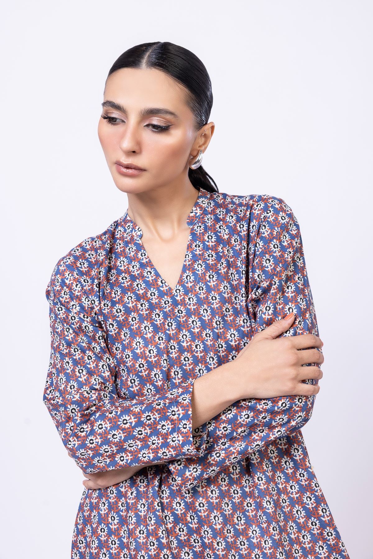 Printed Cambric Kurta - 25-07-7E7-09TA-VG