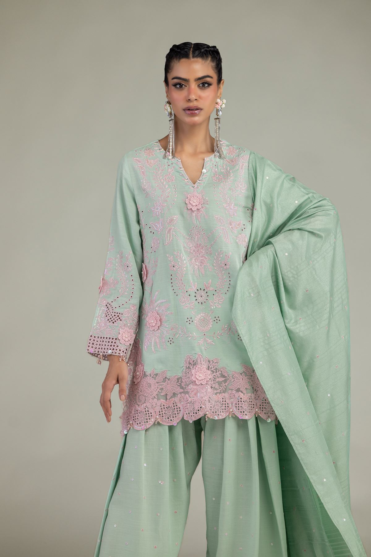 Raw Silk 3-Piece Co-ord Set - 1-26-245-A-I1-VG