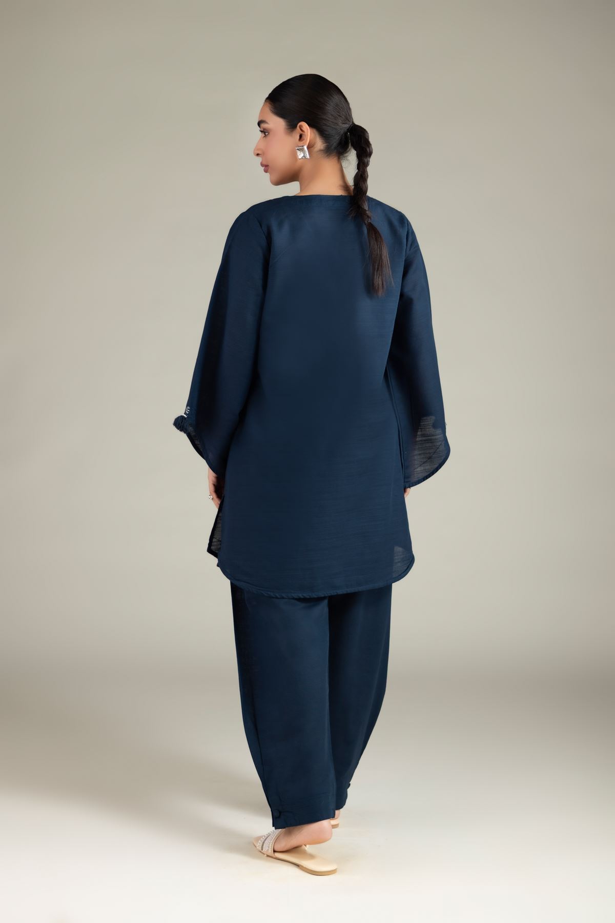 Dyed Textured Cotton Short Solid Kurta - 1-26-129-A-B-VG