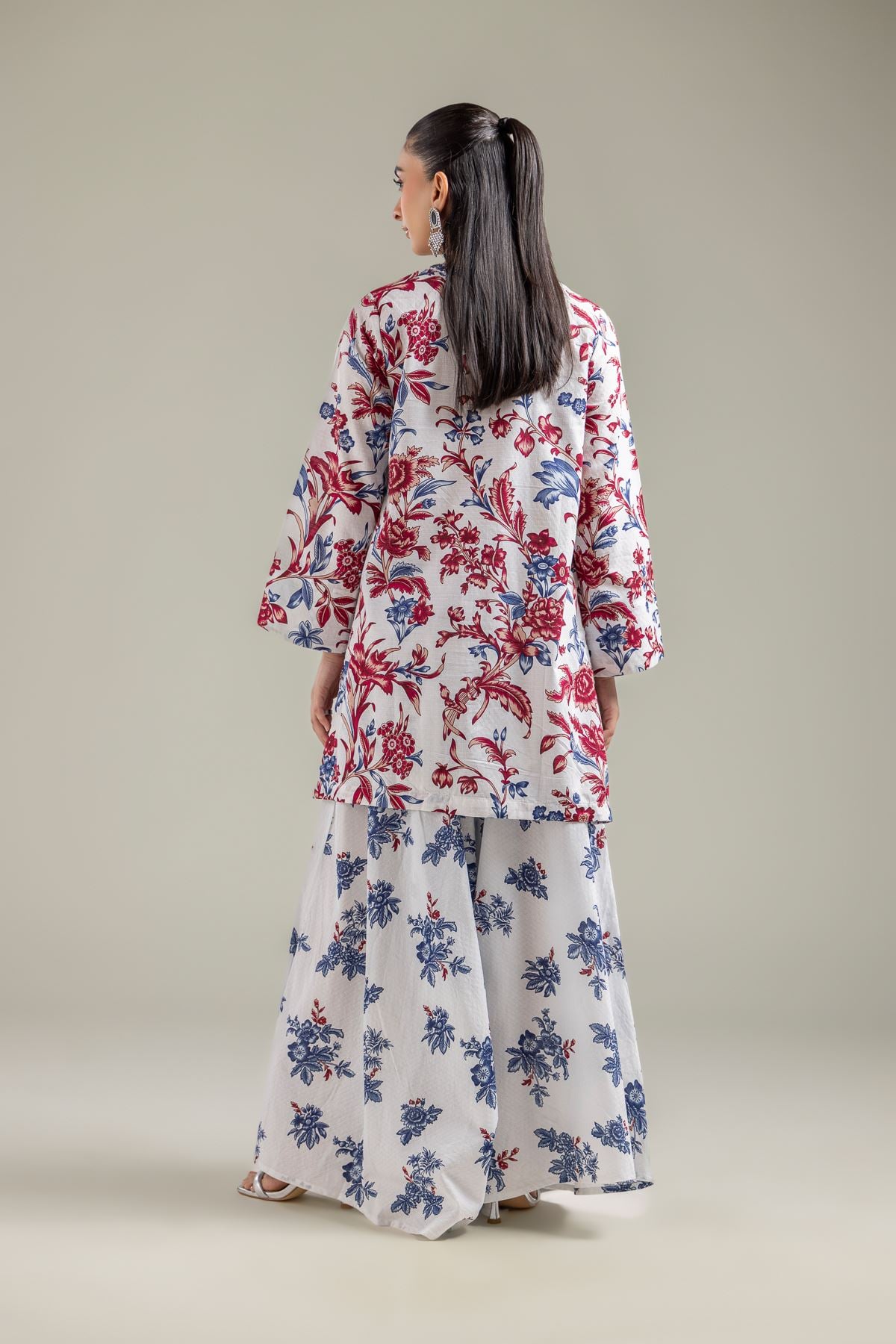 Embroidered Cotton Dobby White Floral Kurta - T-A22-26-120FI1-VG