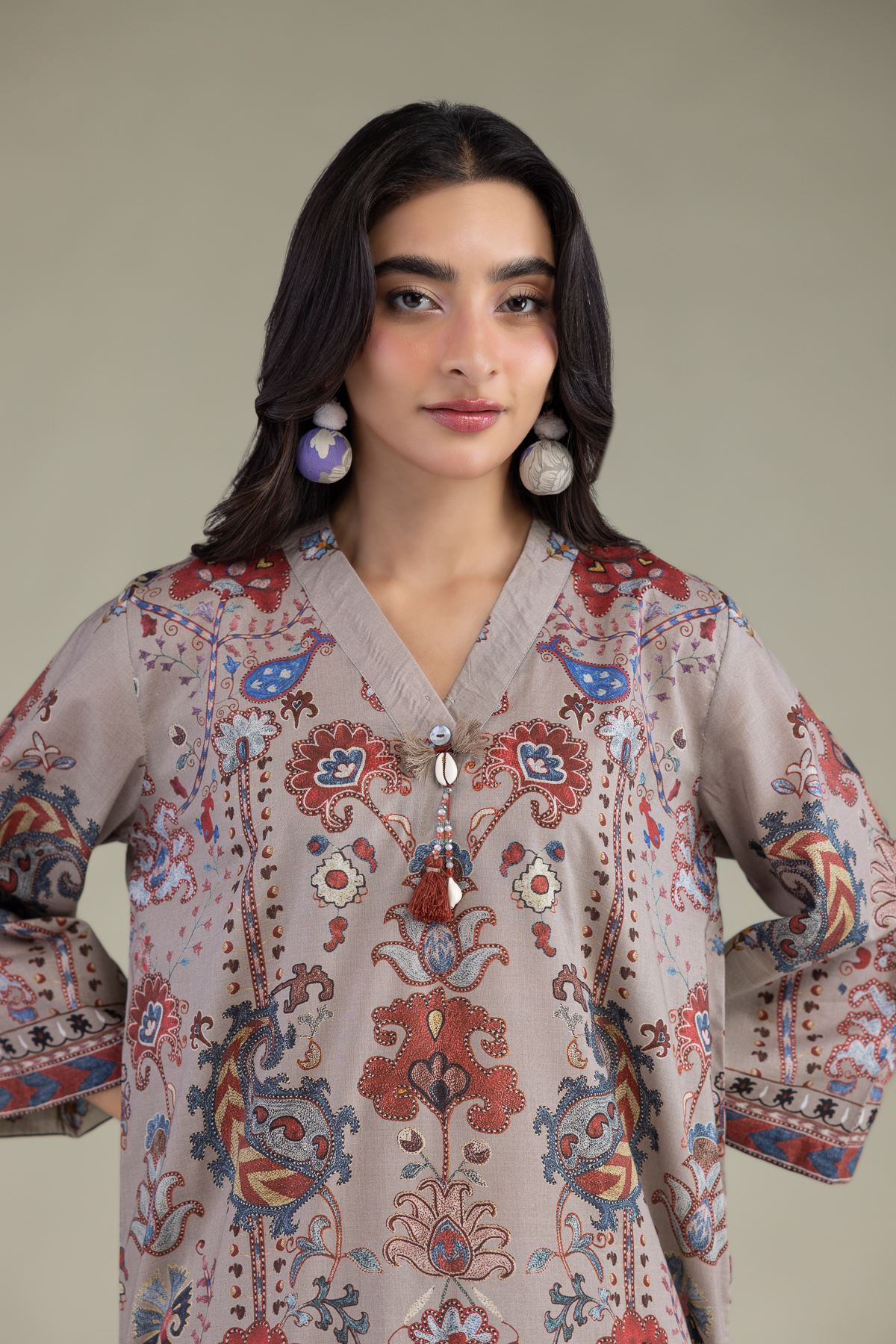 Printed Cambric Printed Floral Kurta - 1-26-102-A-F-VG
