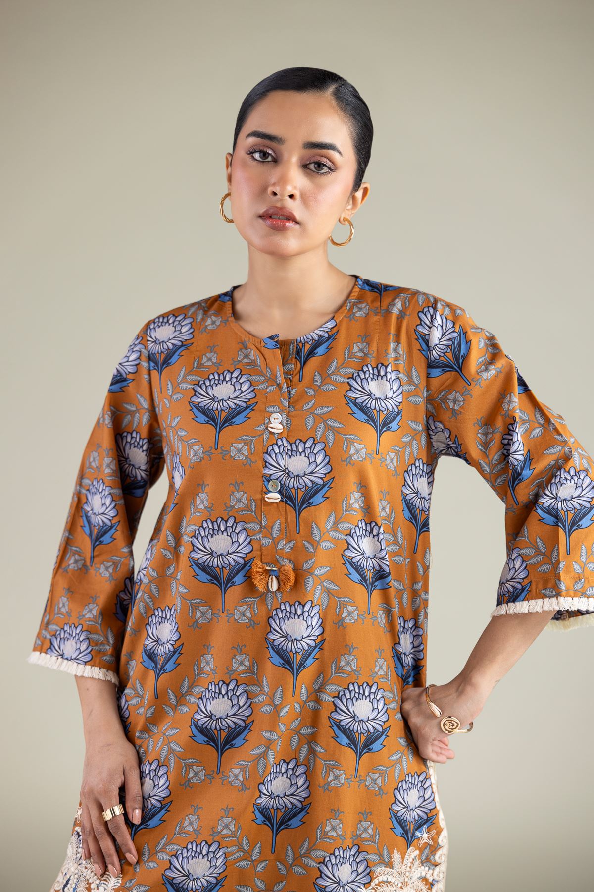 Embroidered Cambric Floral Cambric Kurta - 25-09-10E2-09TB-VG