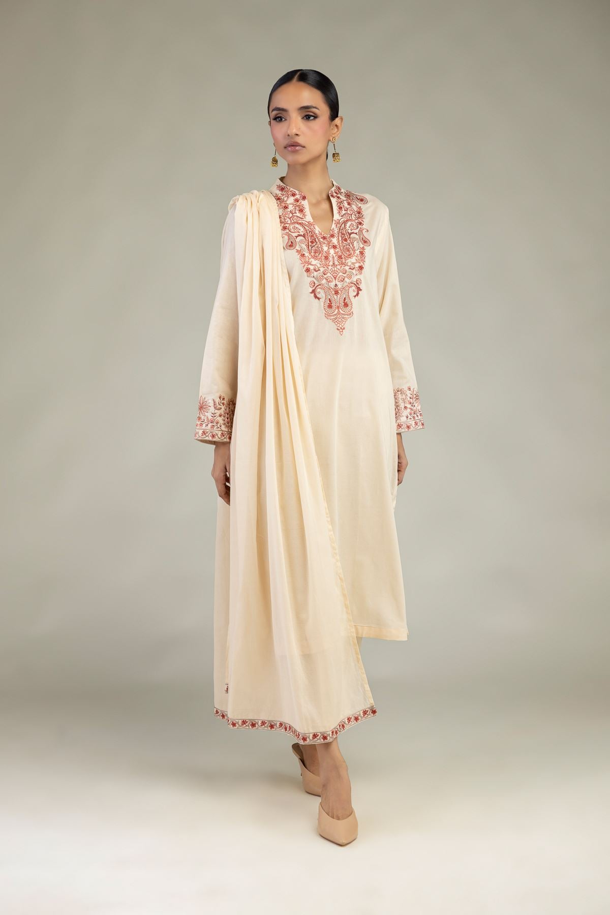Embroidered Cambric Long Cambric Kurta - 1-26-226-A-I1-VG
