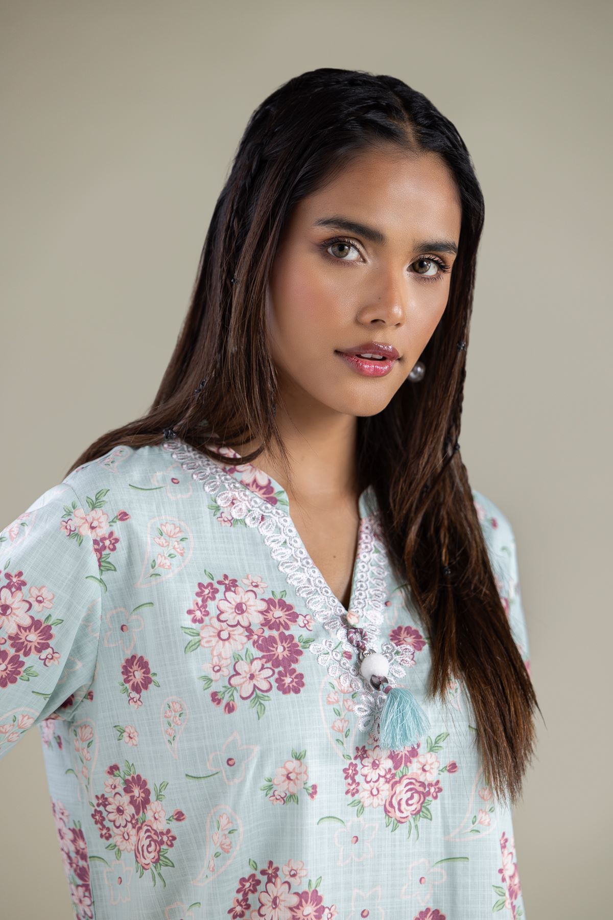 Embroidered Textured Cotton Kurta - 1-26-108-A-F-VG