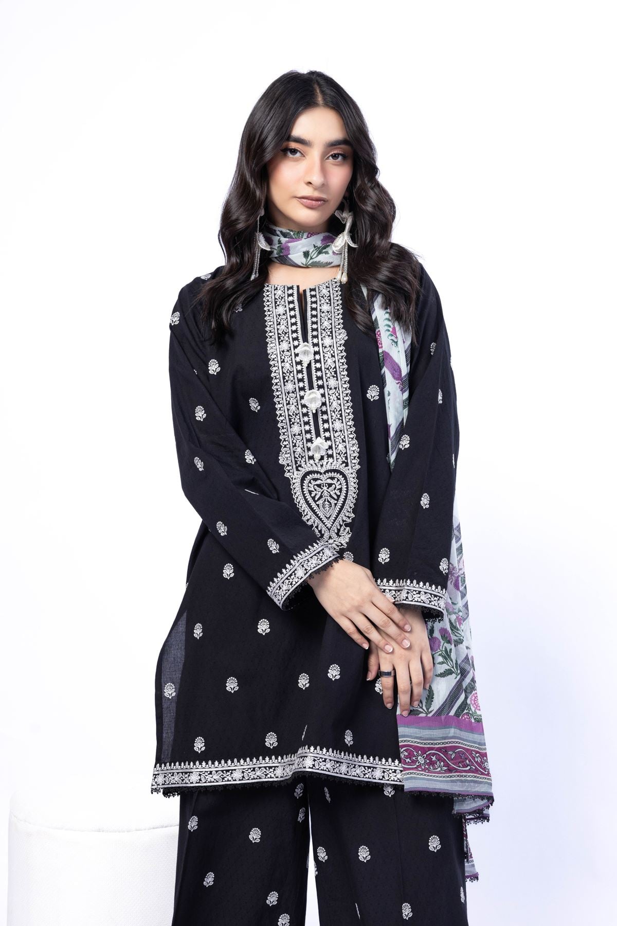 Embroidered Cotton Dobby Tailored 3 Piece - 5-26-102-F-A-VG