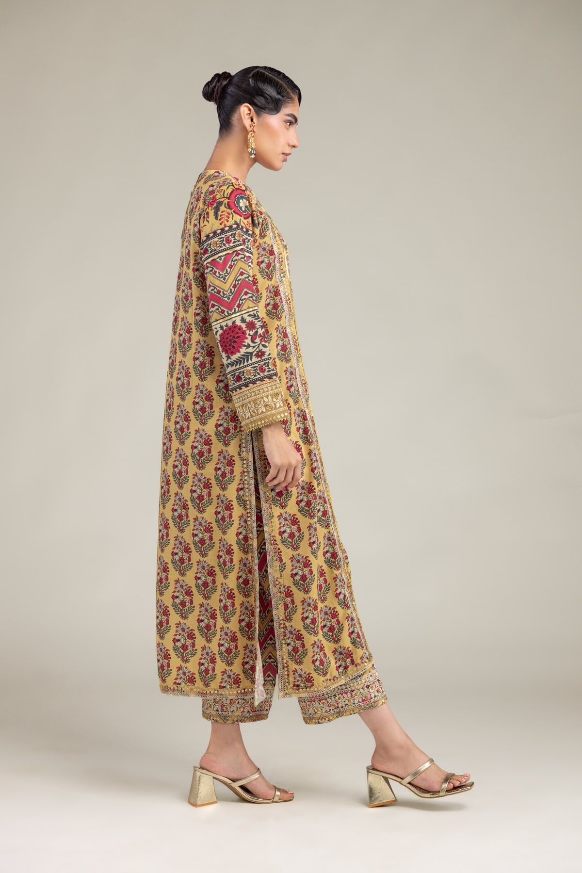 Embroidered Raw Silk Floral Silk Kurta - 1-26-102-A-F-VG