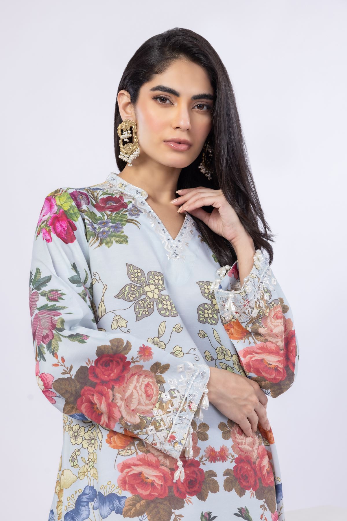 Embroidered Russian Raw Silk Kurta - 25-04E48-07TA-VG