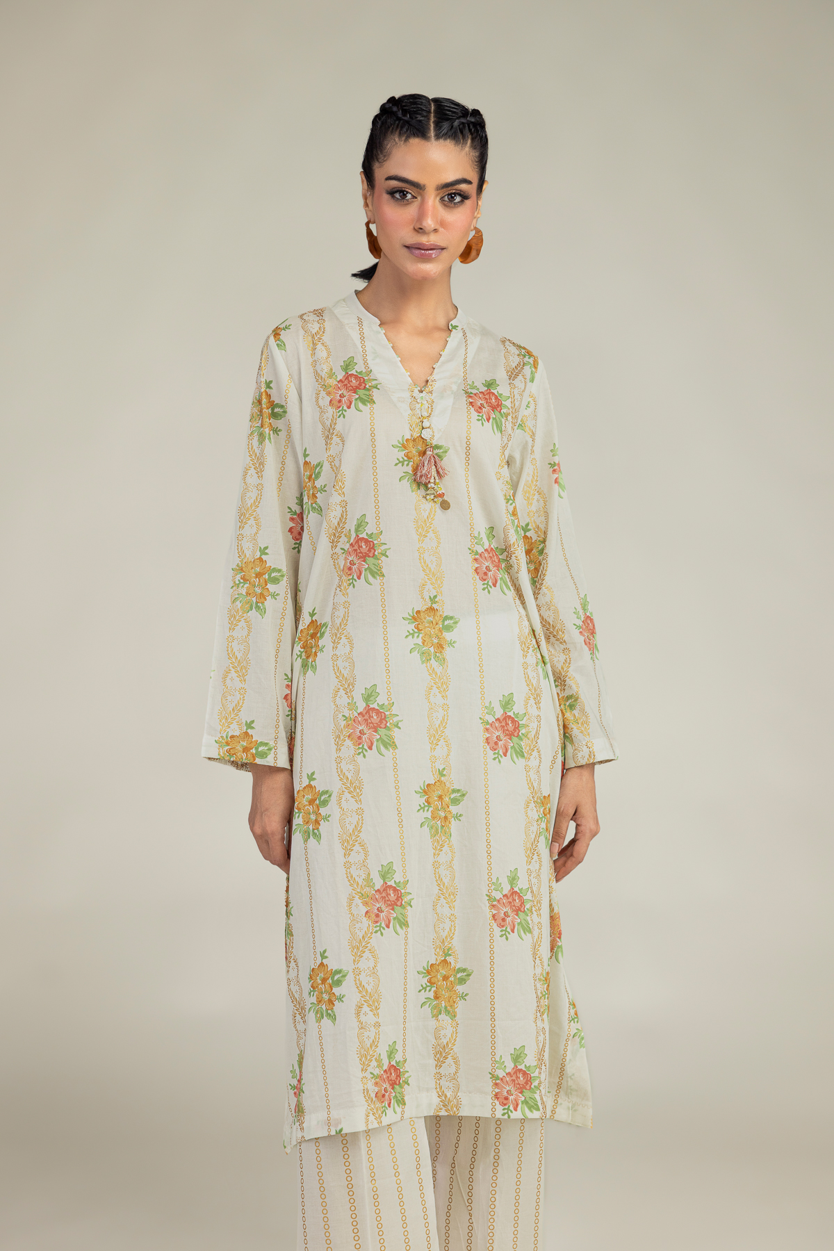 Printed Cambric Long Cambric Kurta - 1-26-212-A-E1-VG
