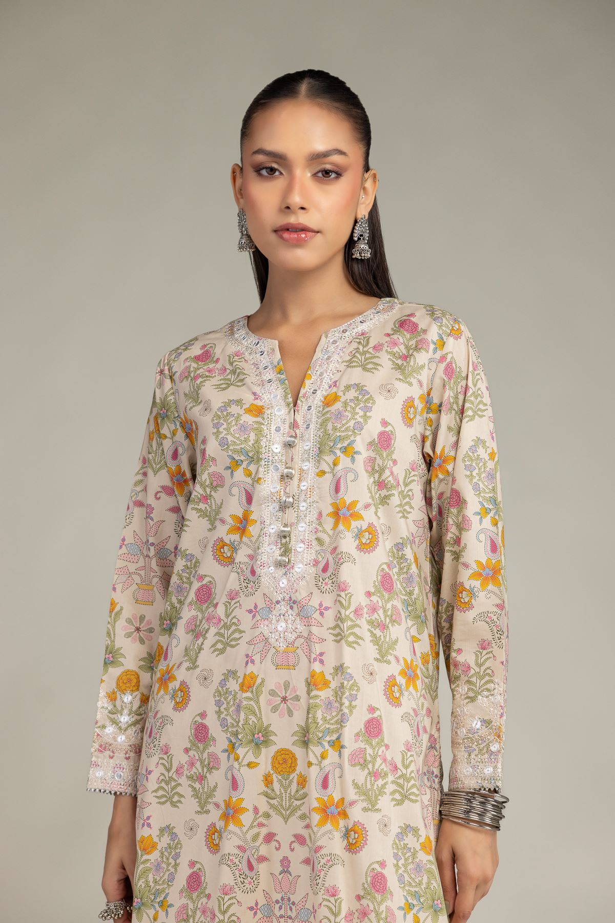 Embroidered Cotton Viscose Cotton Viscose Kurta - 2-26-201-A-C-VG