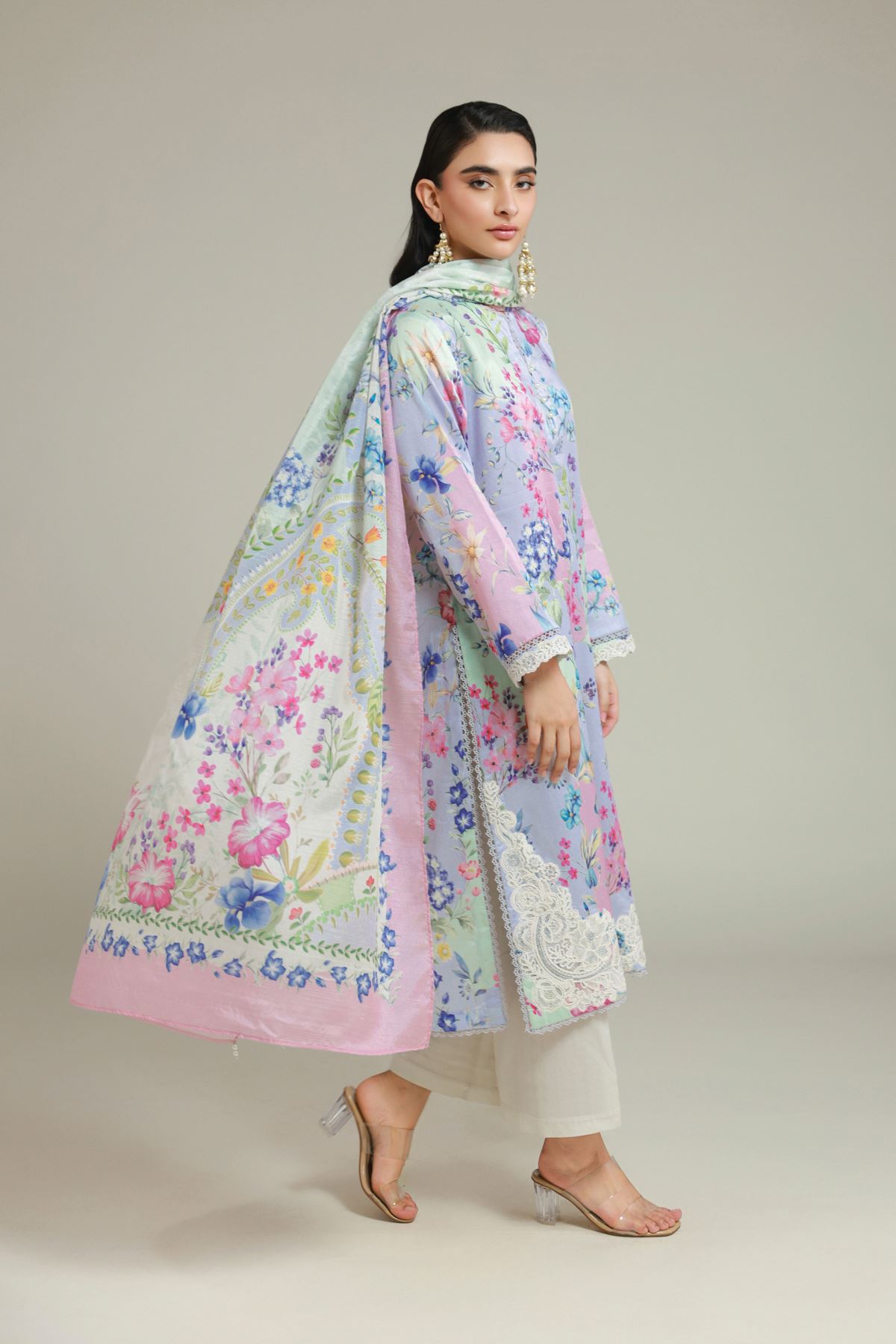 Printed Satin Fabrics 3 Piece - A22-26-102FC1-VG