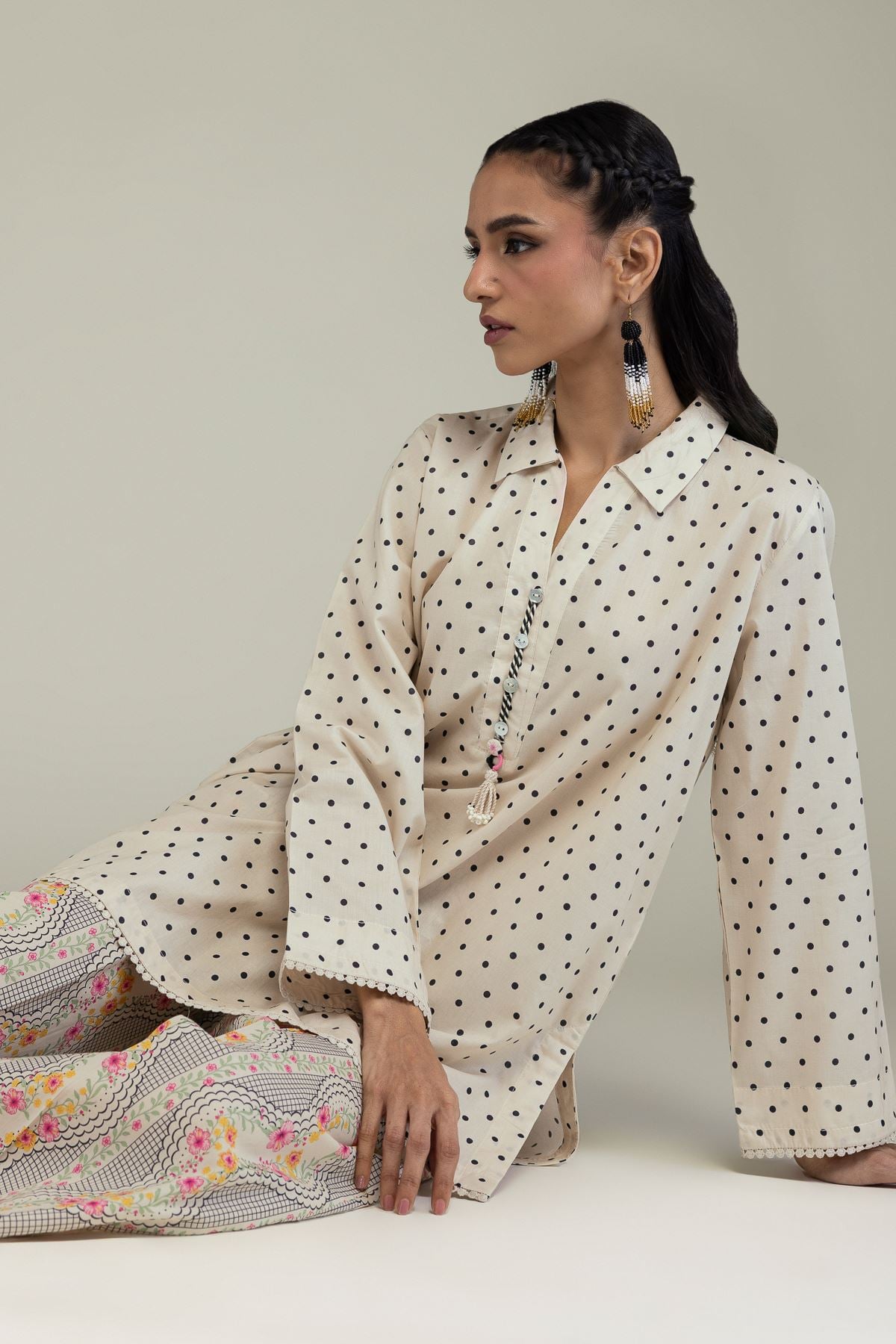 Printed Cambric Cambric V-Neck Kurta - 25-10-11E1-01TB-VG